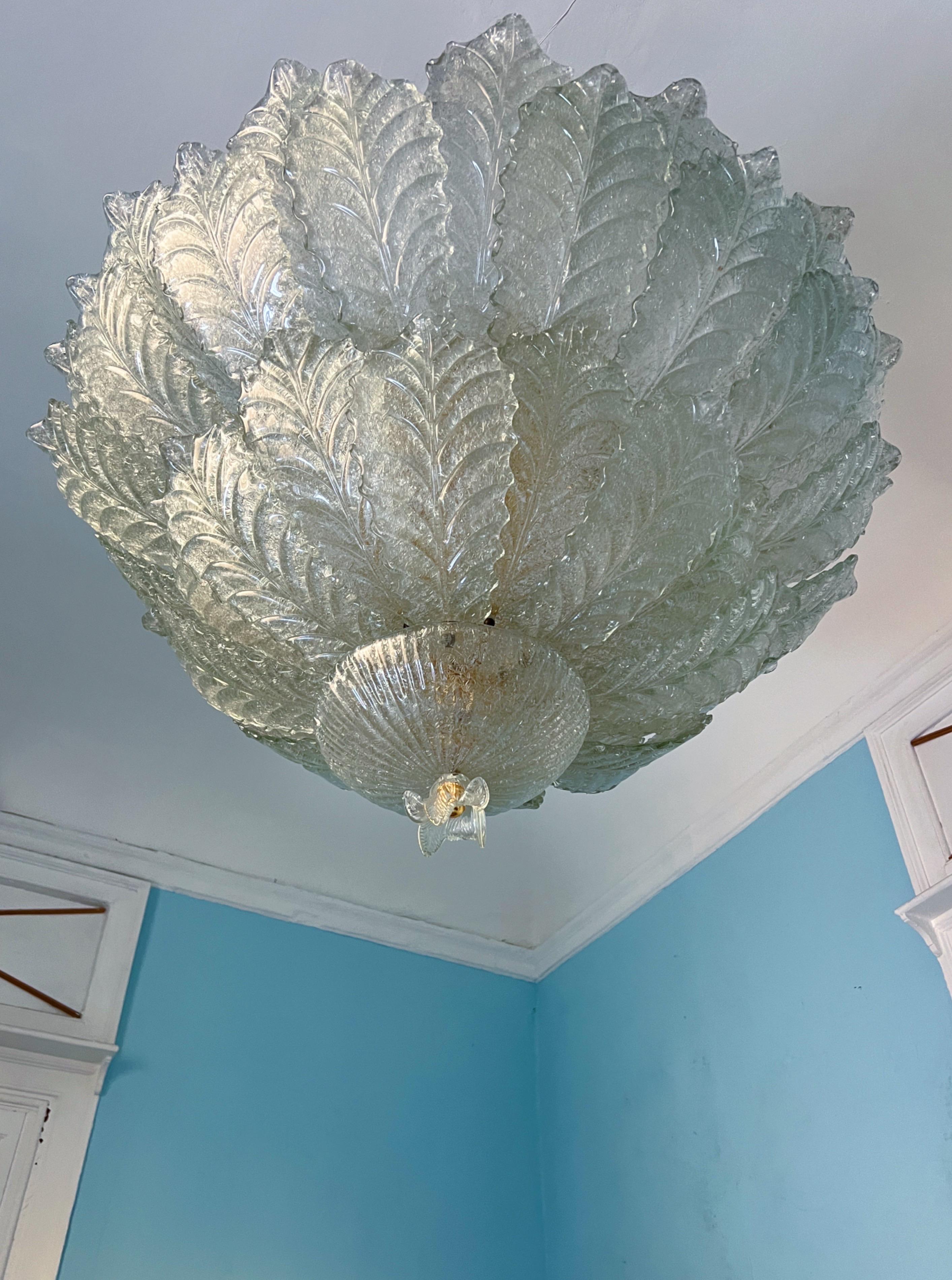 Großer Murano Glas Flush Mount von Barovier & Toso, 1980er Jahre im Angebot 1
