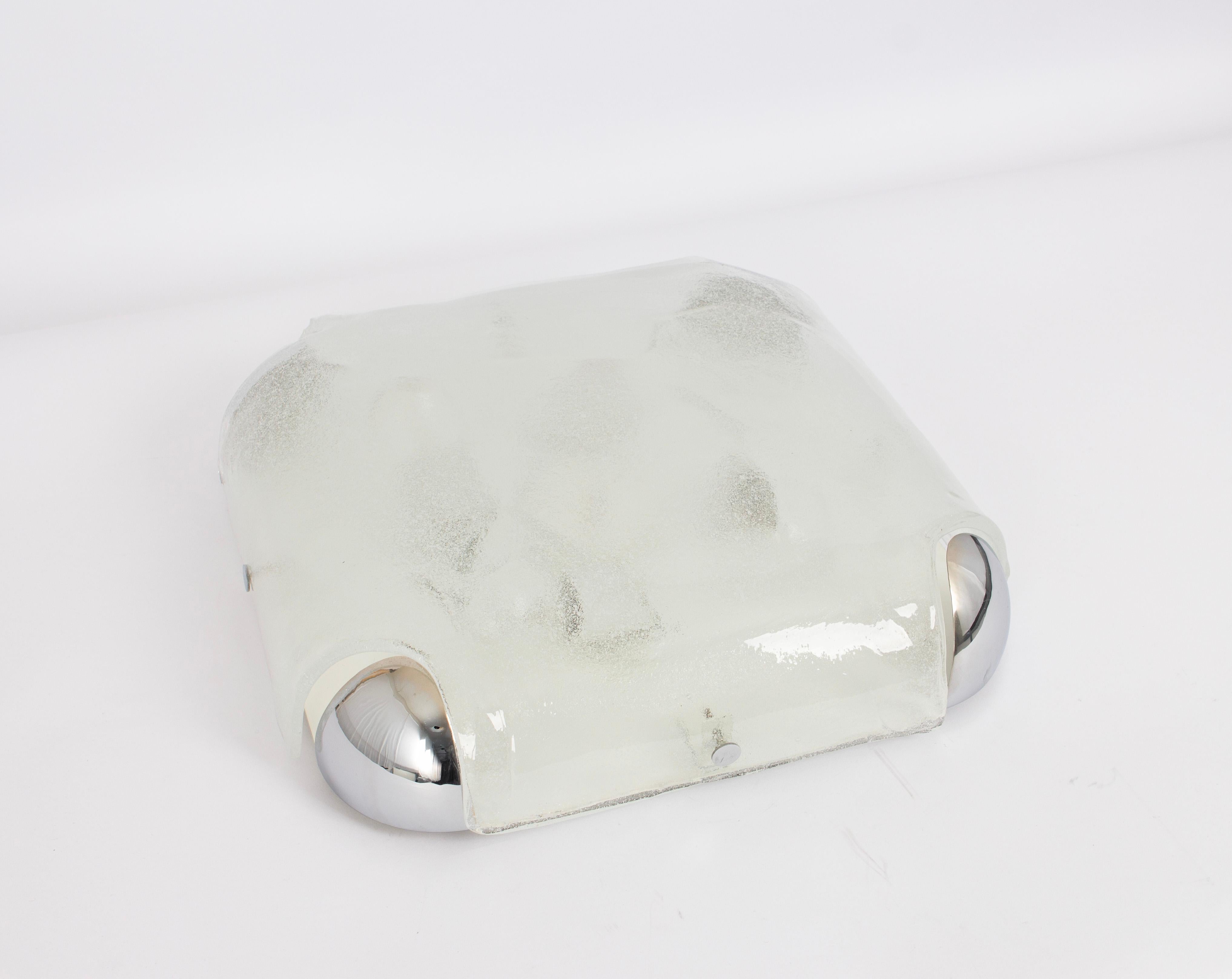 Large Murano Glass Flush Mount by Kaiser, Germany, 1970s In Good Condition For Sale In Aachen, NRW