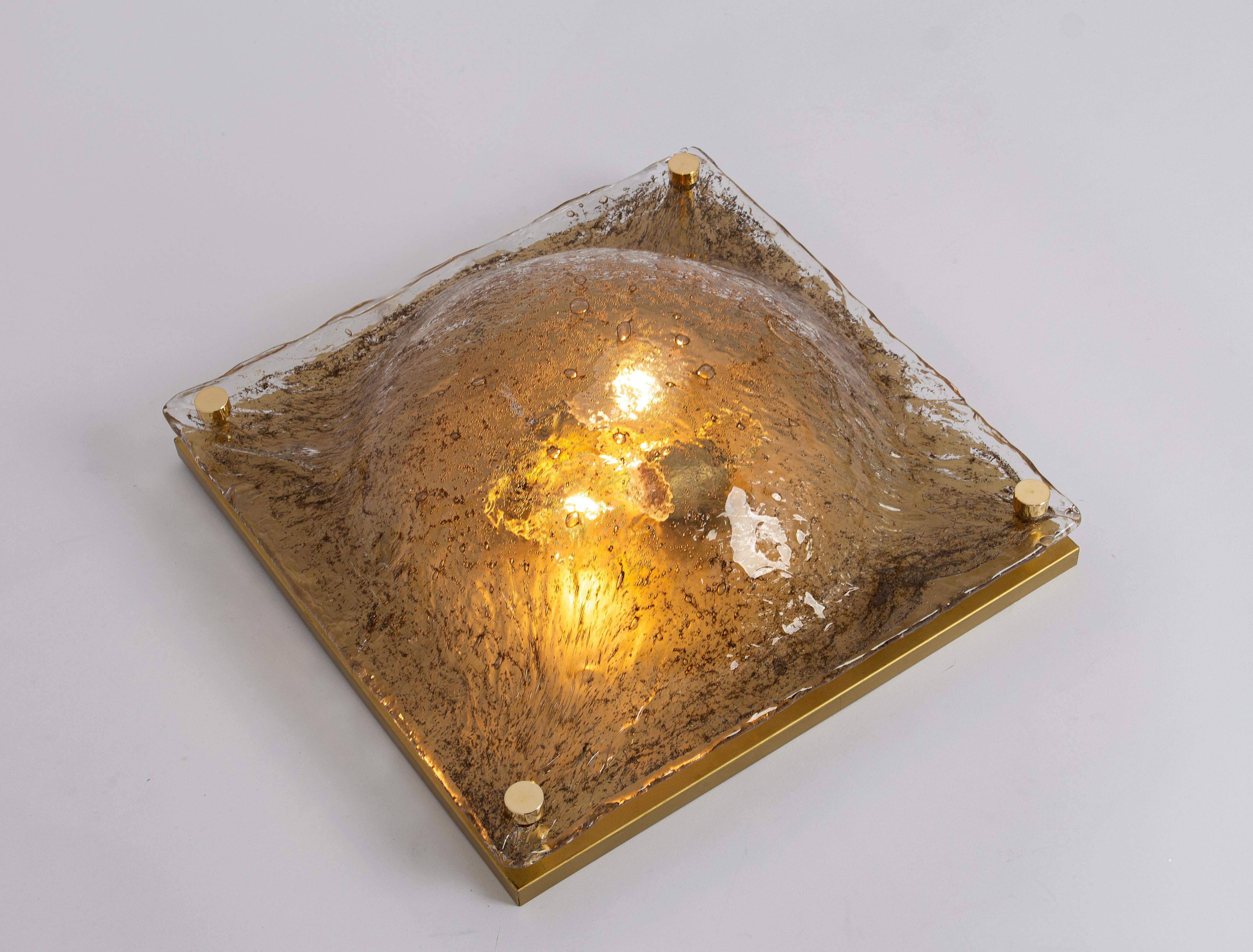 Late 20th Century Large Murano Glass Flush Mount by Kaiser, Germany, 1970s For Sale