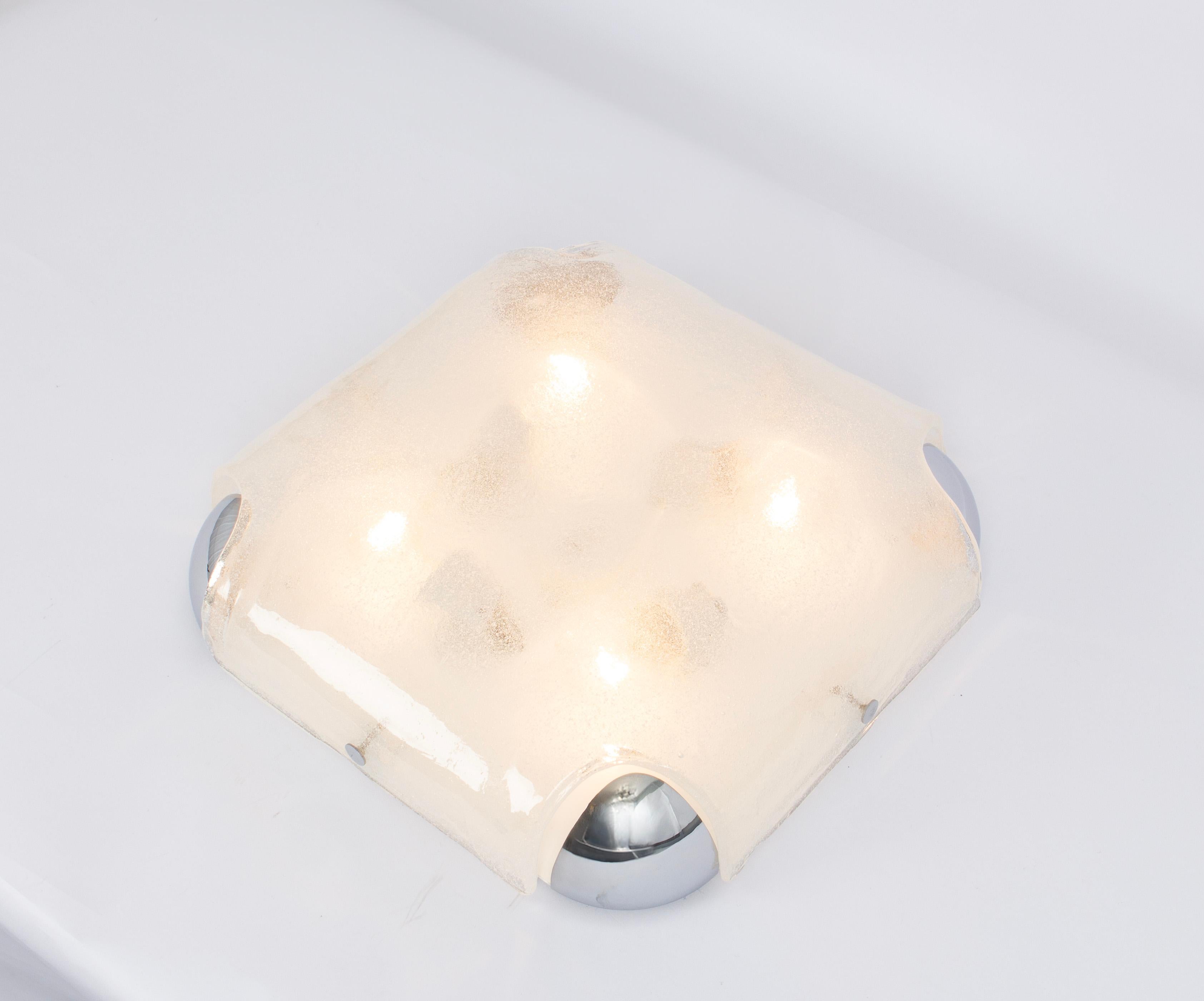 Late 20th Century Large Murano Glass Flush Mount by Kaiser, Germany, 1970s For Sale