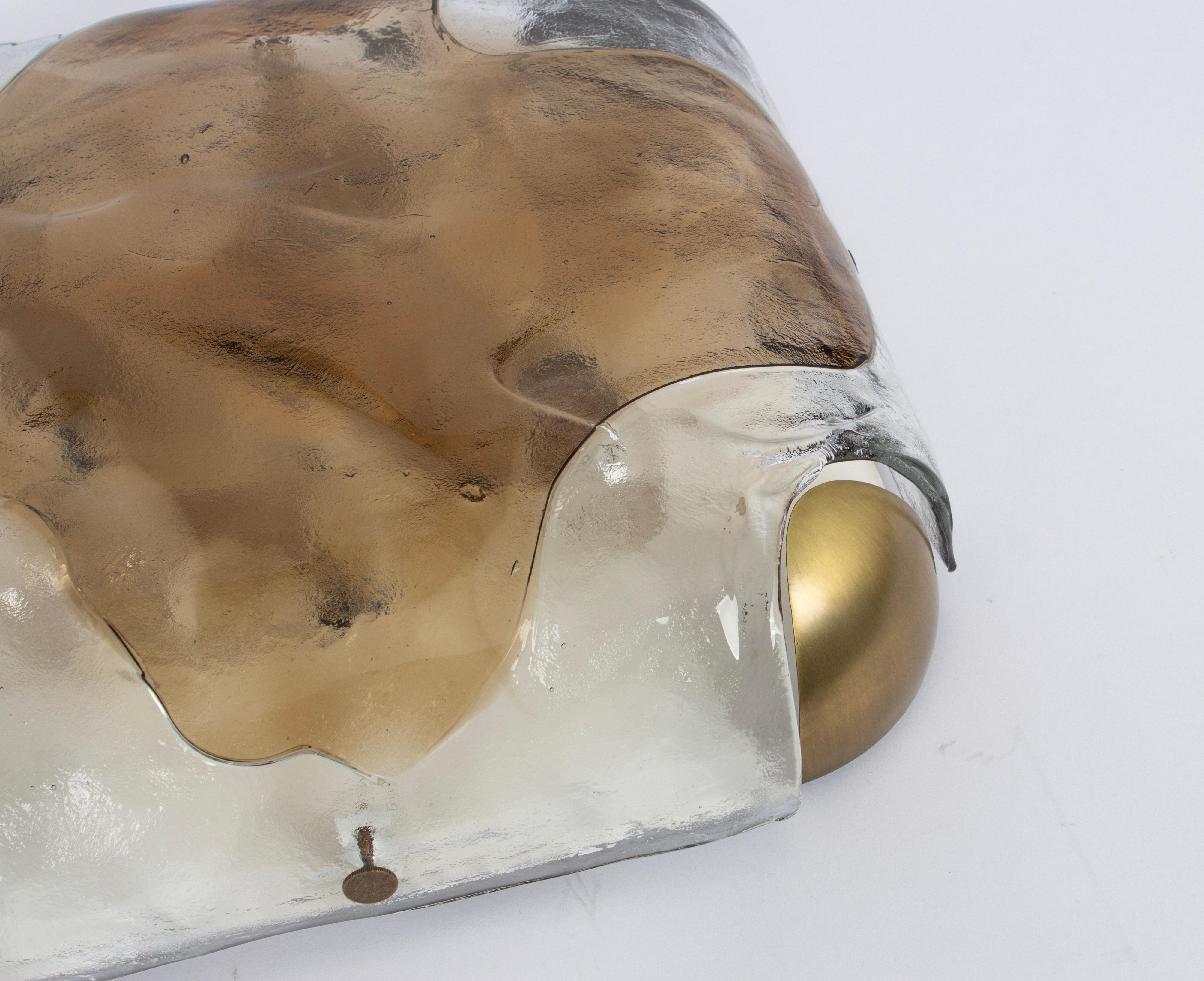 Laiton Grande applique en verre de Murano par Kaiser, Allemagne, années 1970 en vente