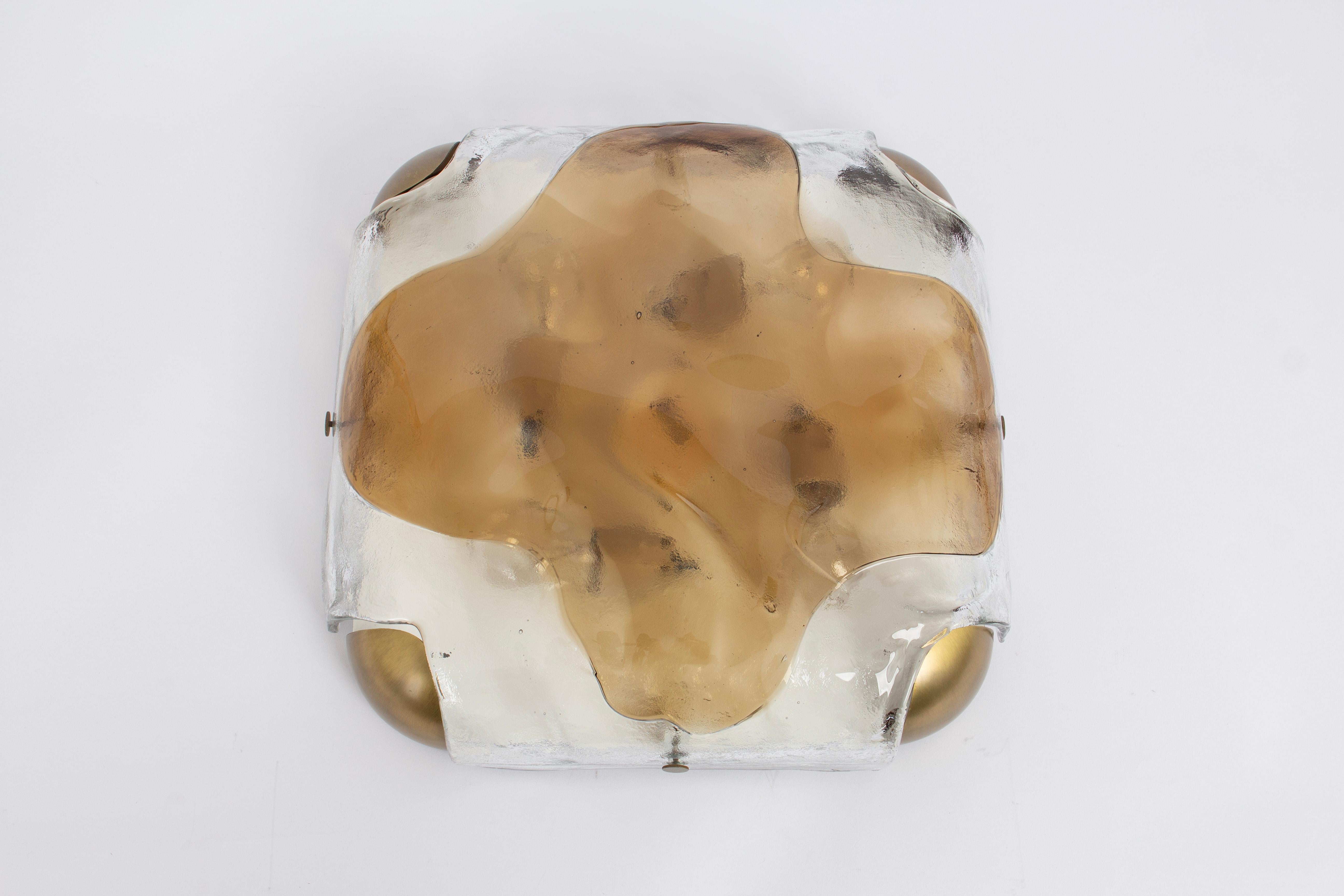 Large Murano Glass Flush Mount by Kaiser, Germany, 1970s For Sale 1