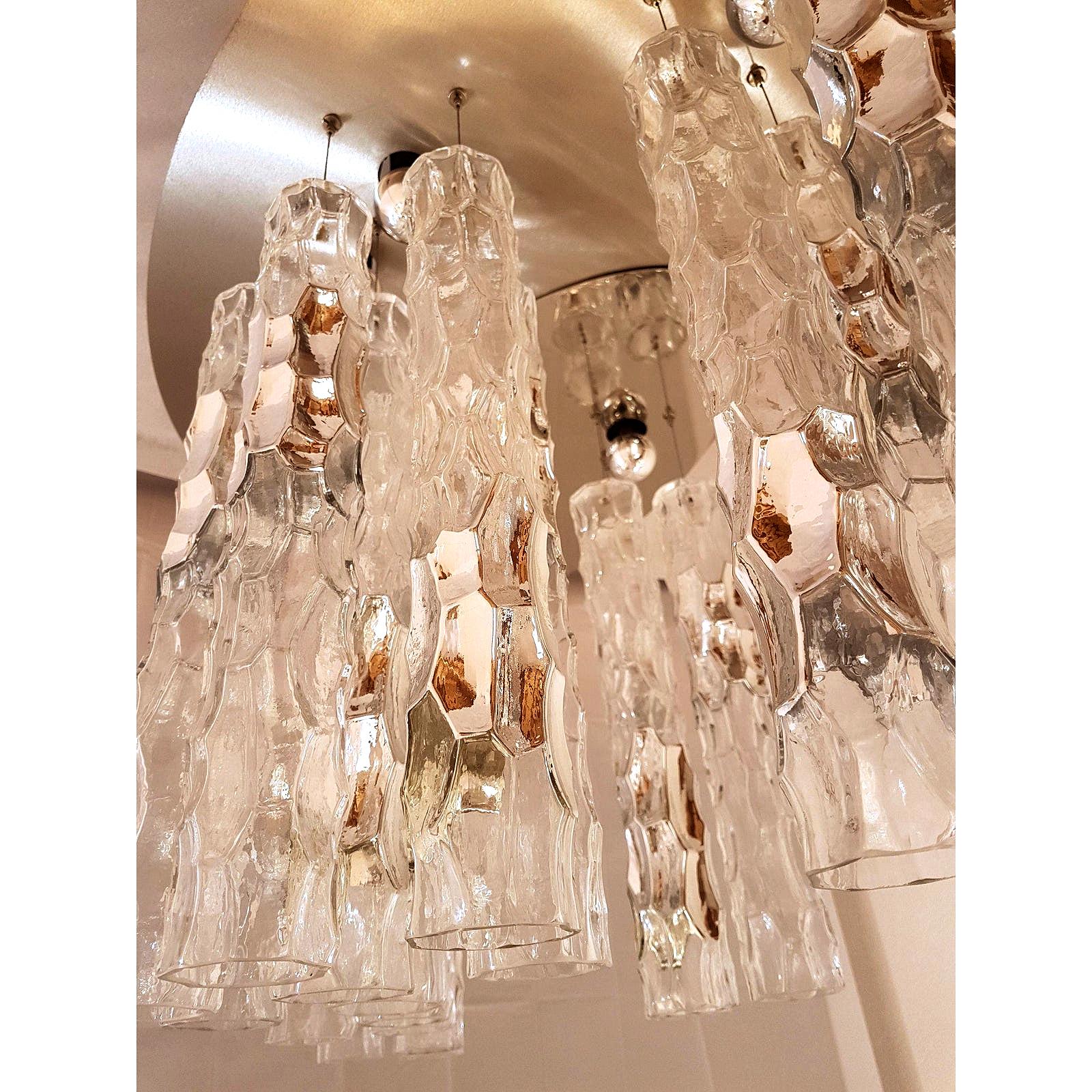 Large Murano Glass Flush Mount Chandelier, by Av Mazzega 2