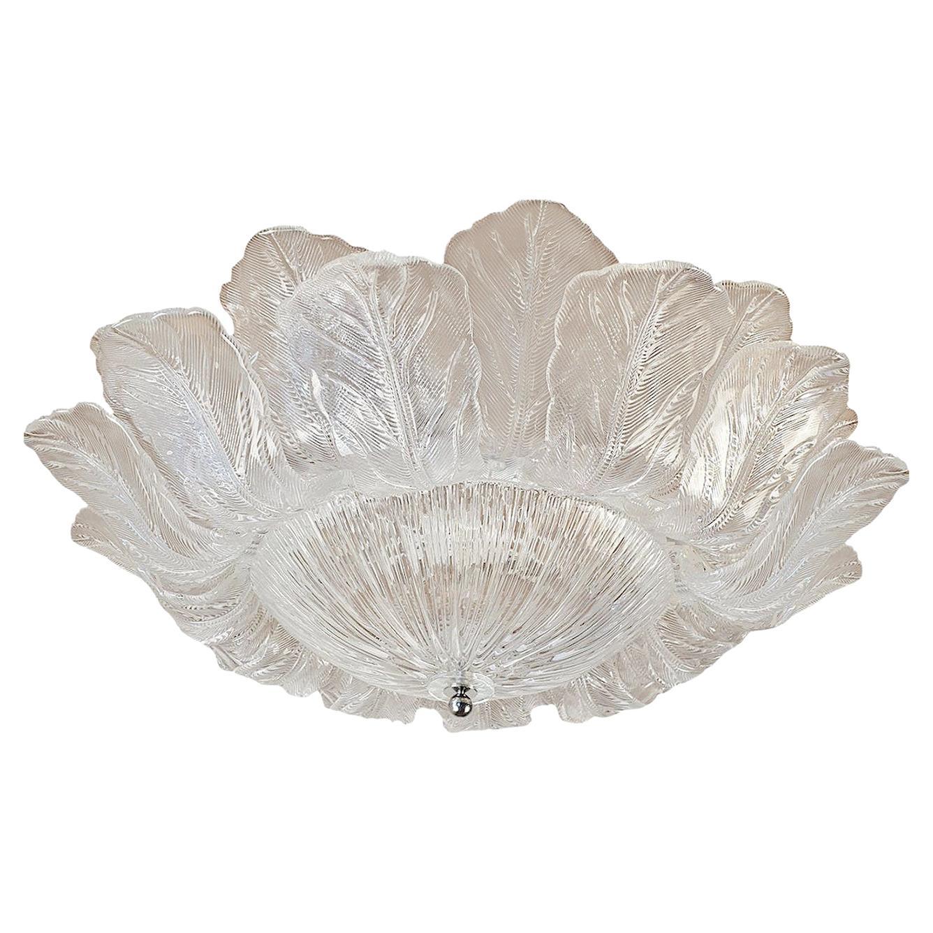 Neoclassical Large Murano glass flush mount chandelier