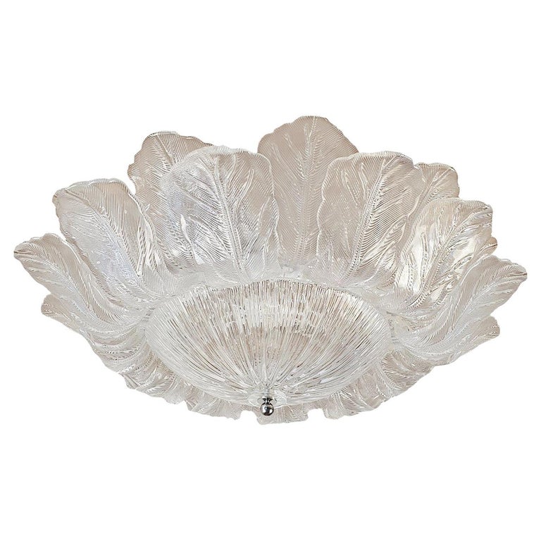 Large Murano glass flush mount chandelier For Sale