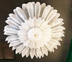 Large Murano Glass Flush Mount Flower Shaped Chandelier, in Stock