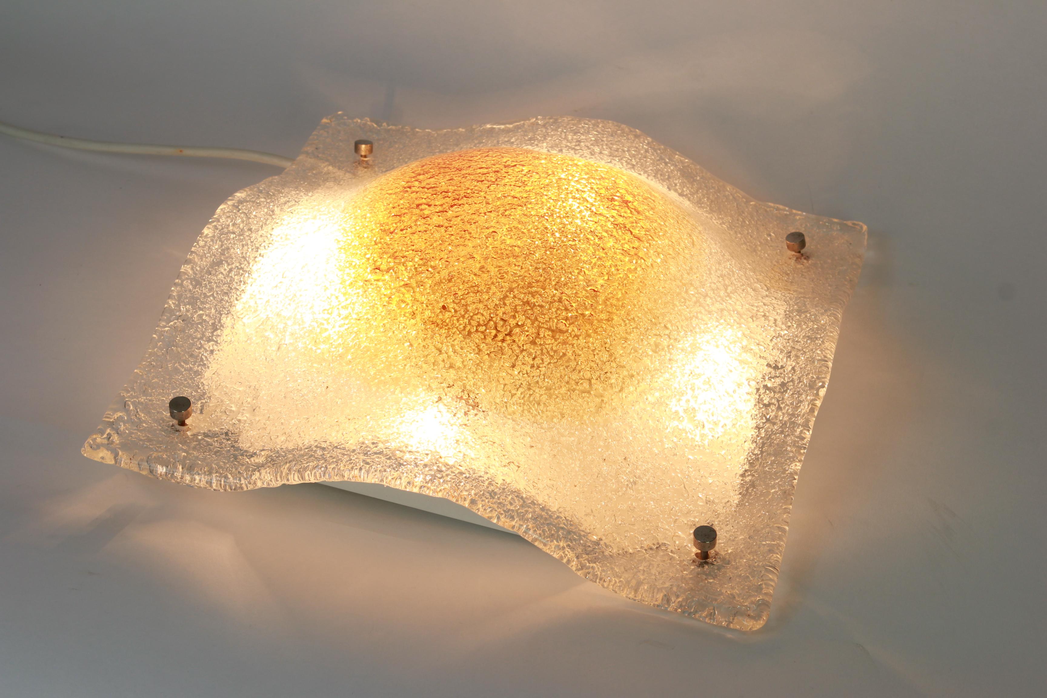 Mid-20th Century Large Murano Glass Flush mount, Italy, 1960s For Sale
