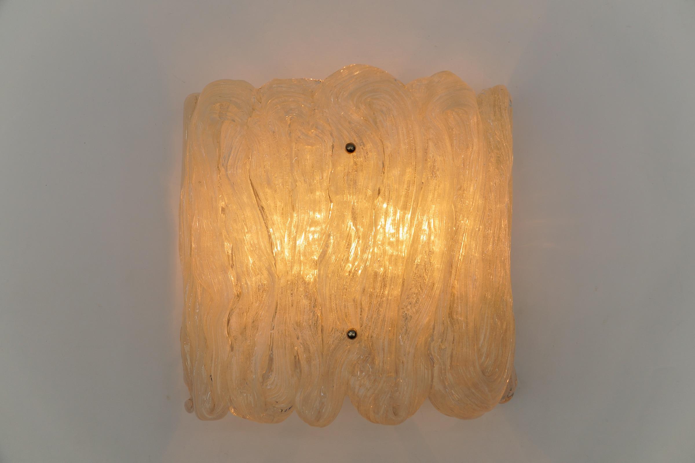 Mid-Century Modern Large Murano Glass Wall Lamp J.T. Kalmar, 1960s For Sale