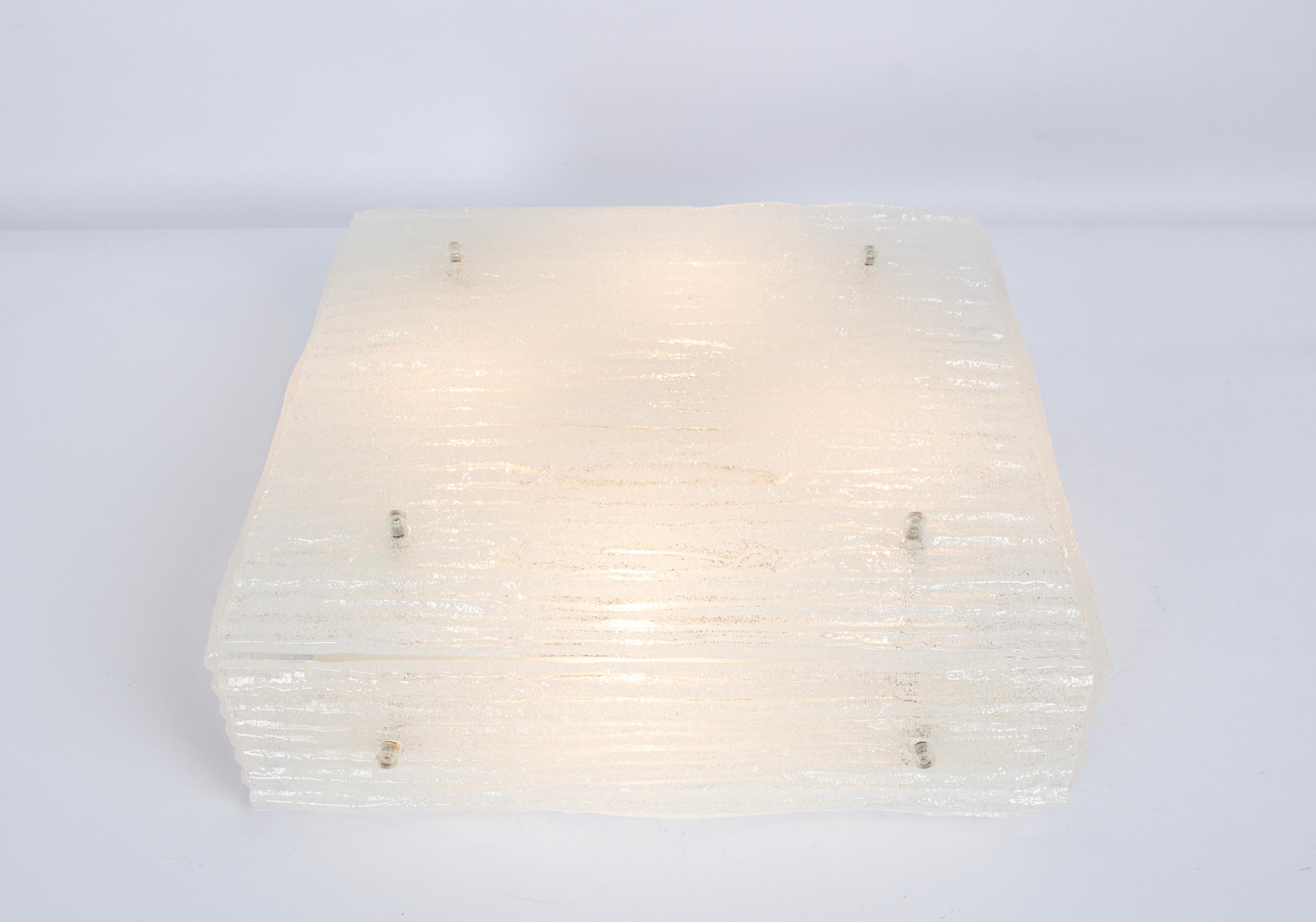 Mid-Century Modern Large Murano Glass Flushmount by Kalmar, Austria, 1960s For Sale