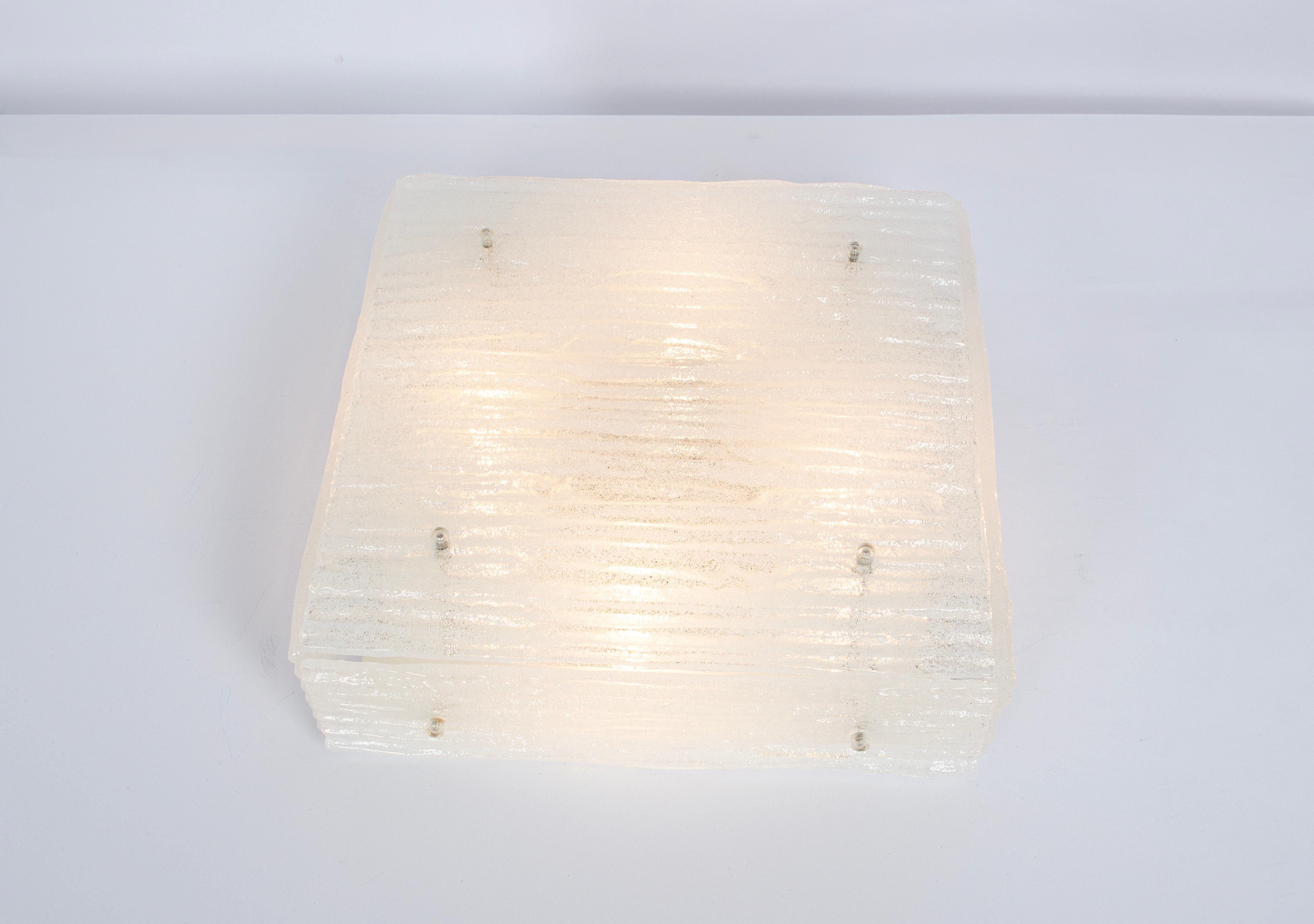 Austrian Large Murano Glass Flushmount by Kalmar, Austria, 1960s For Sale