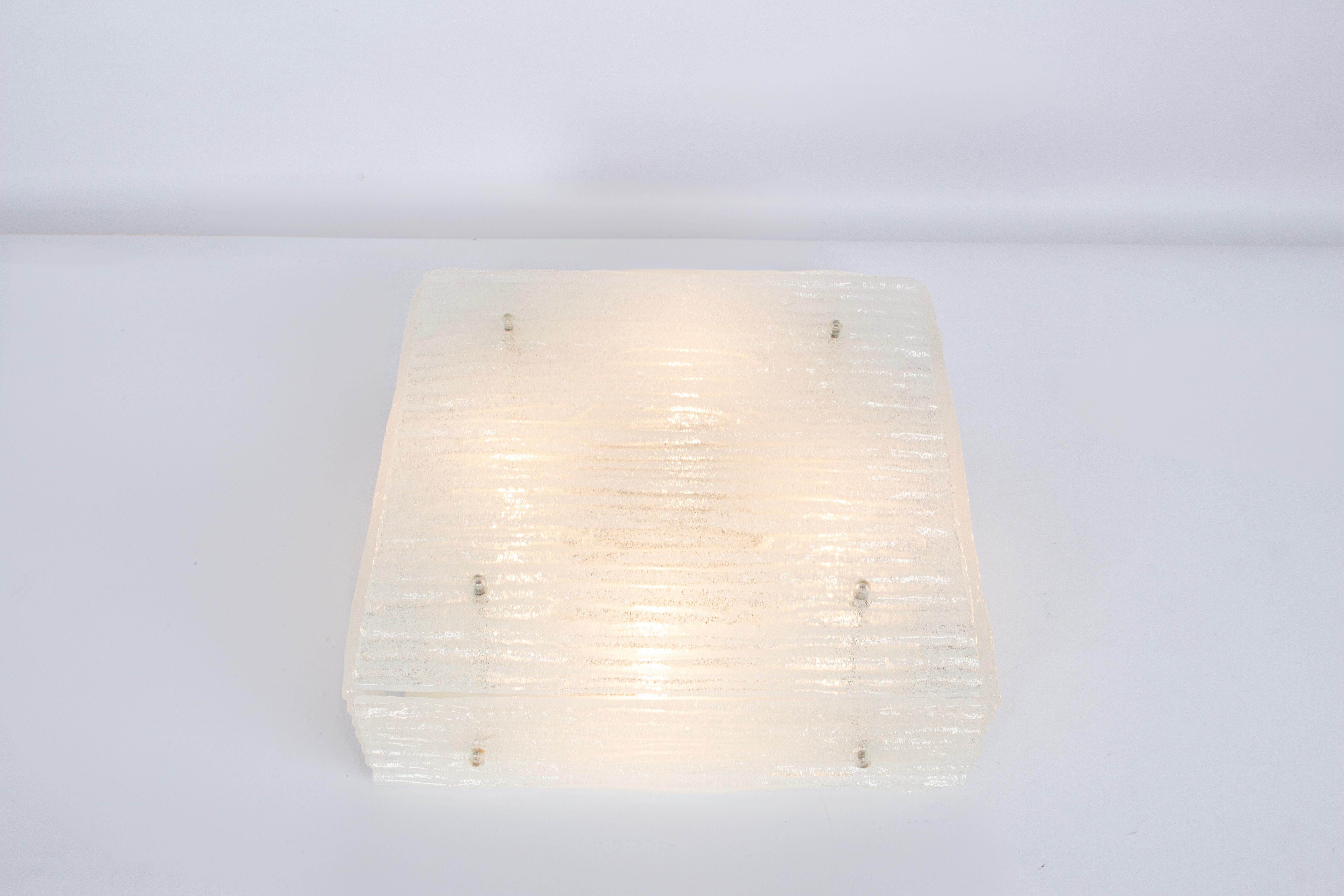 Mid-20th Century Large Murano Glass Flushmount by Kalmar, Austria, 1960s For Sale