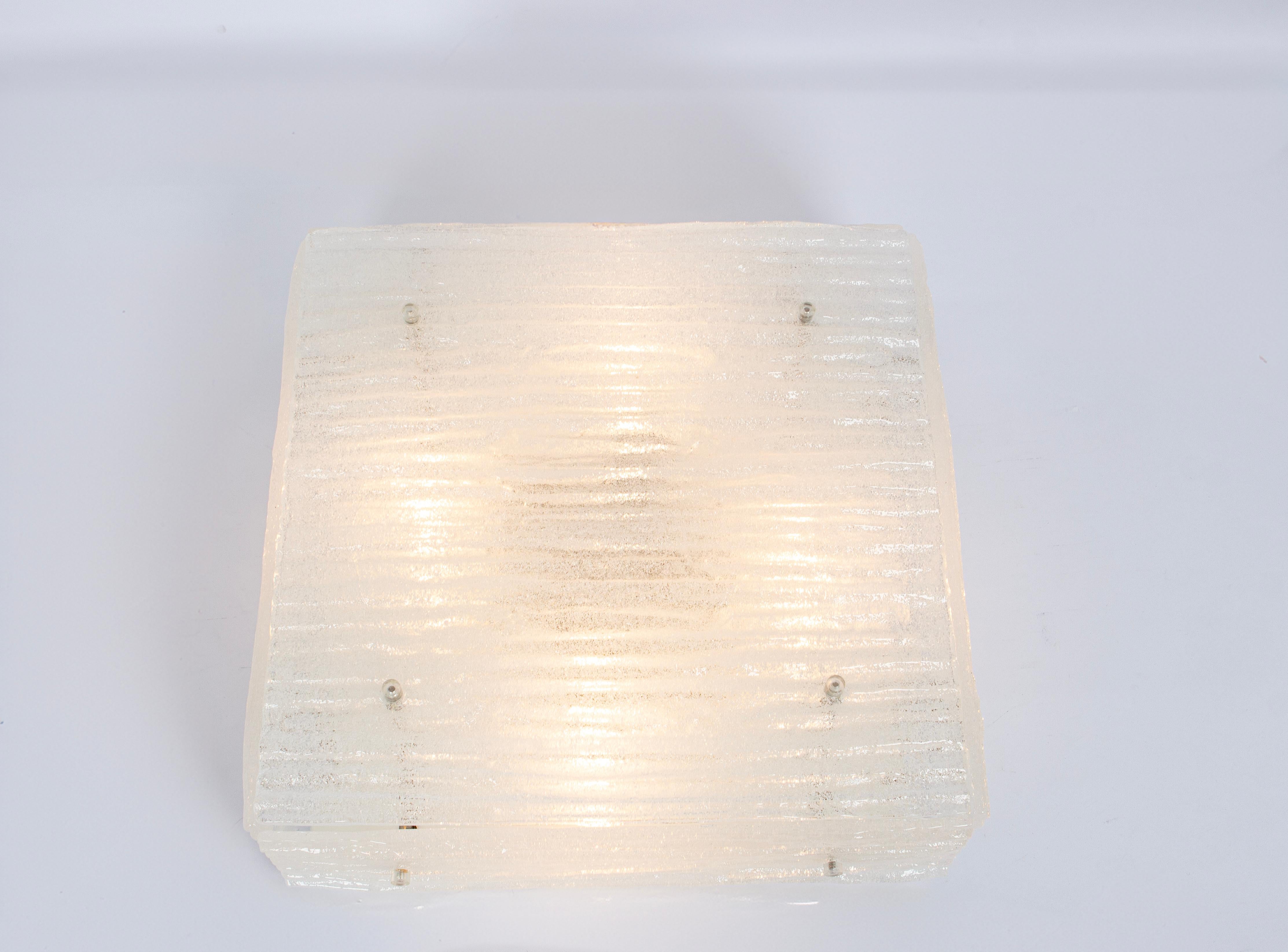 Metal Large Murano Glass Flushmount by Kalmar, Austria, 1960s For Sale
