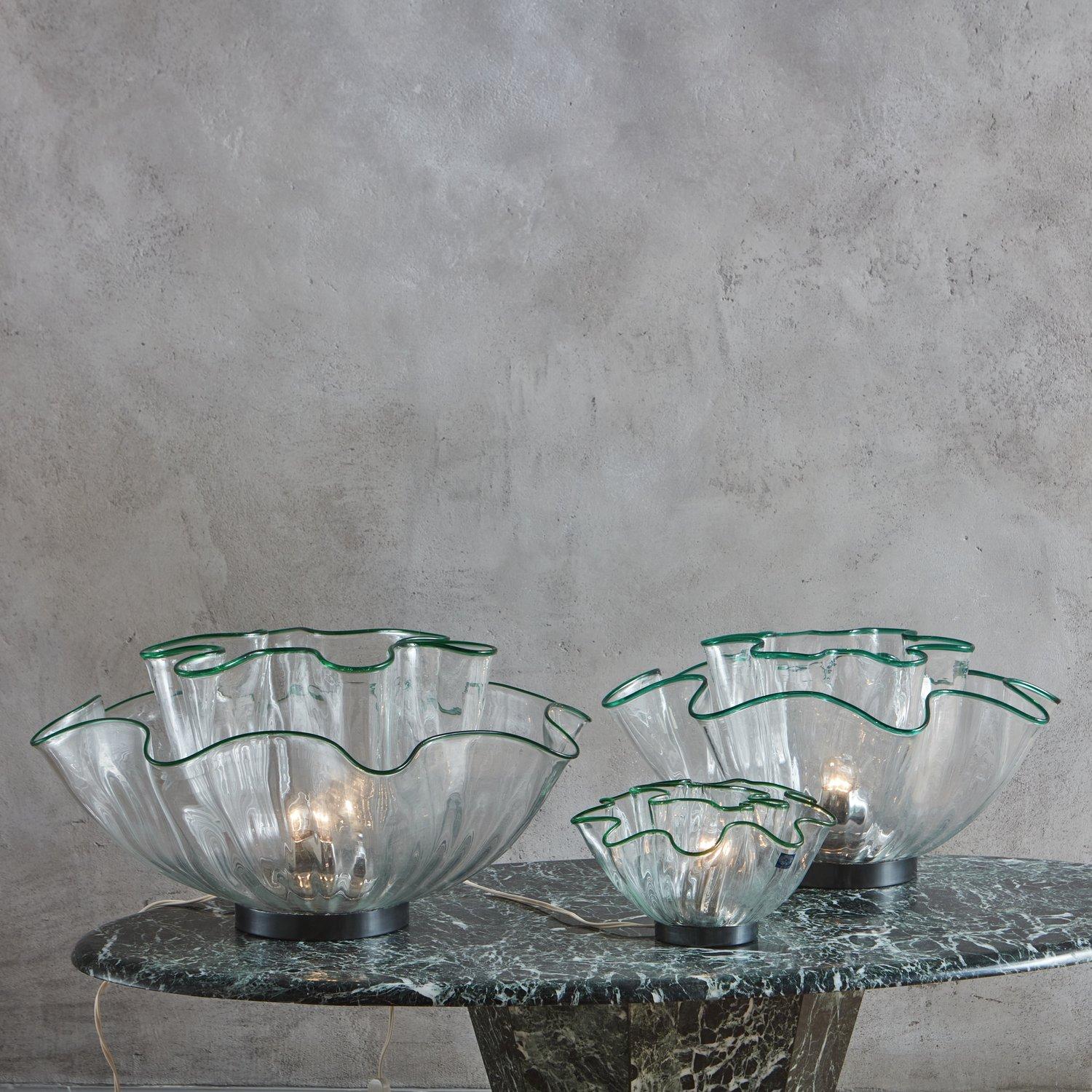 Mid-Century Modern Large Murano Glass Galea Lamps by Adalberto Dal Lago for Vistosi, Italy 1968 For Sale