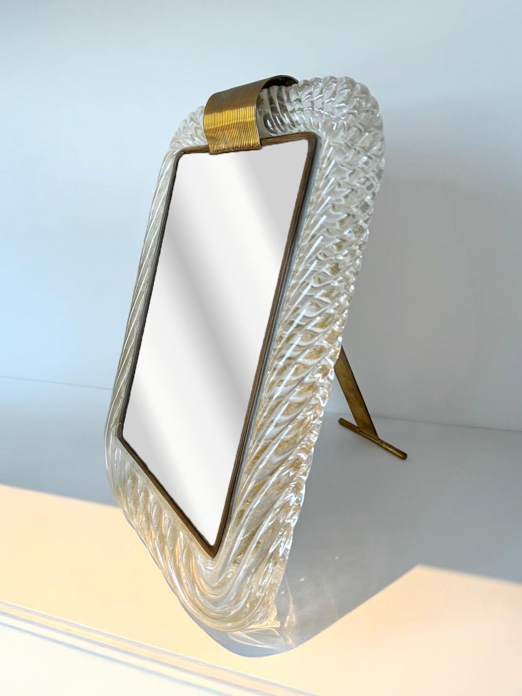 Barovier & Toso Murano Glas Bilderrahmen mit Messingband, Italien, 1950er Jahre (Italienisch) im Angebot