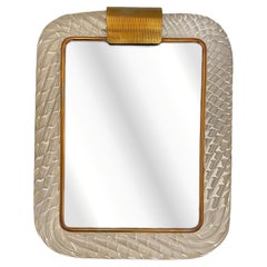 Barovier & Toso Murano Glass Picture Frame with Brass Ribbon, Italy, 1950s
