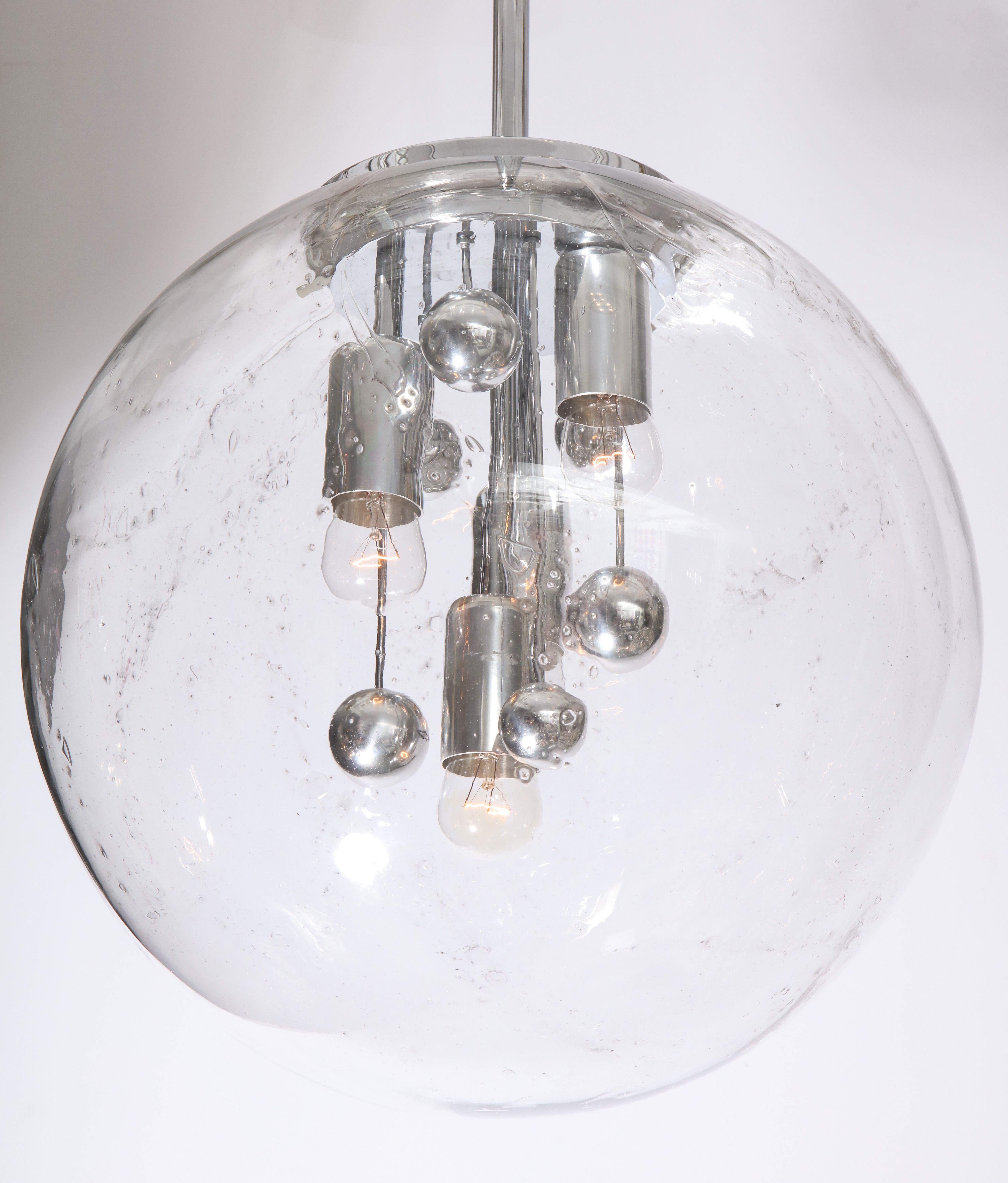 German Large Murano Glass Globe Sputnik Pendant For Sale