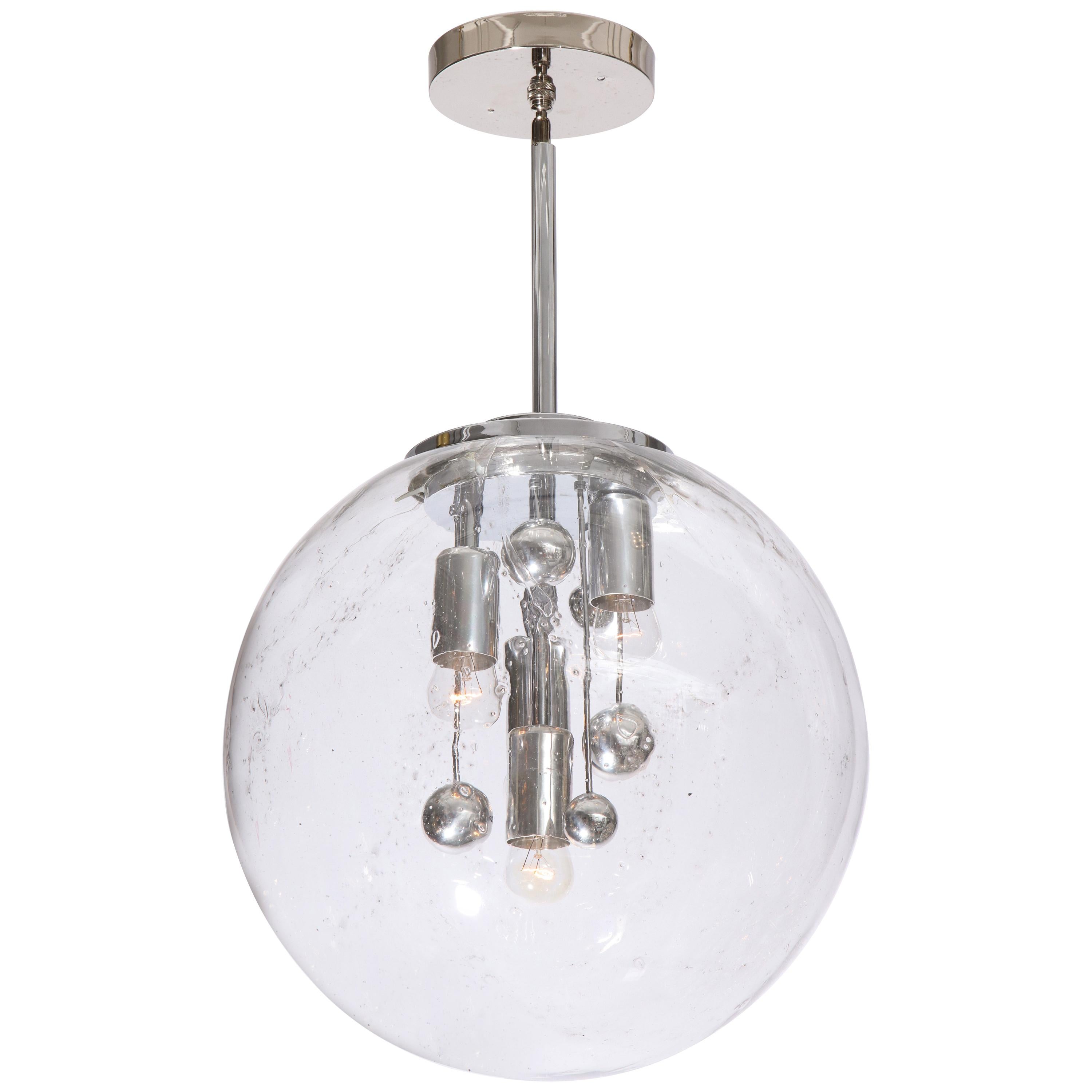 Large Murano Glass Globe Sputnik Pendant