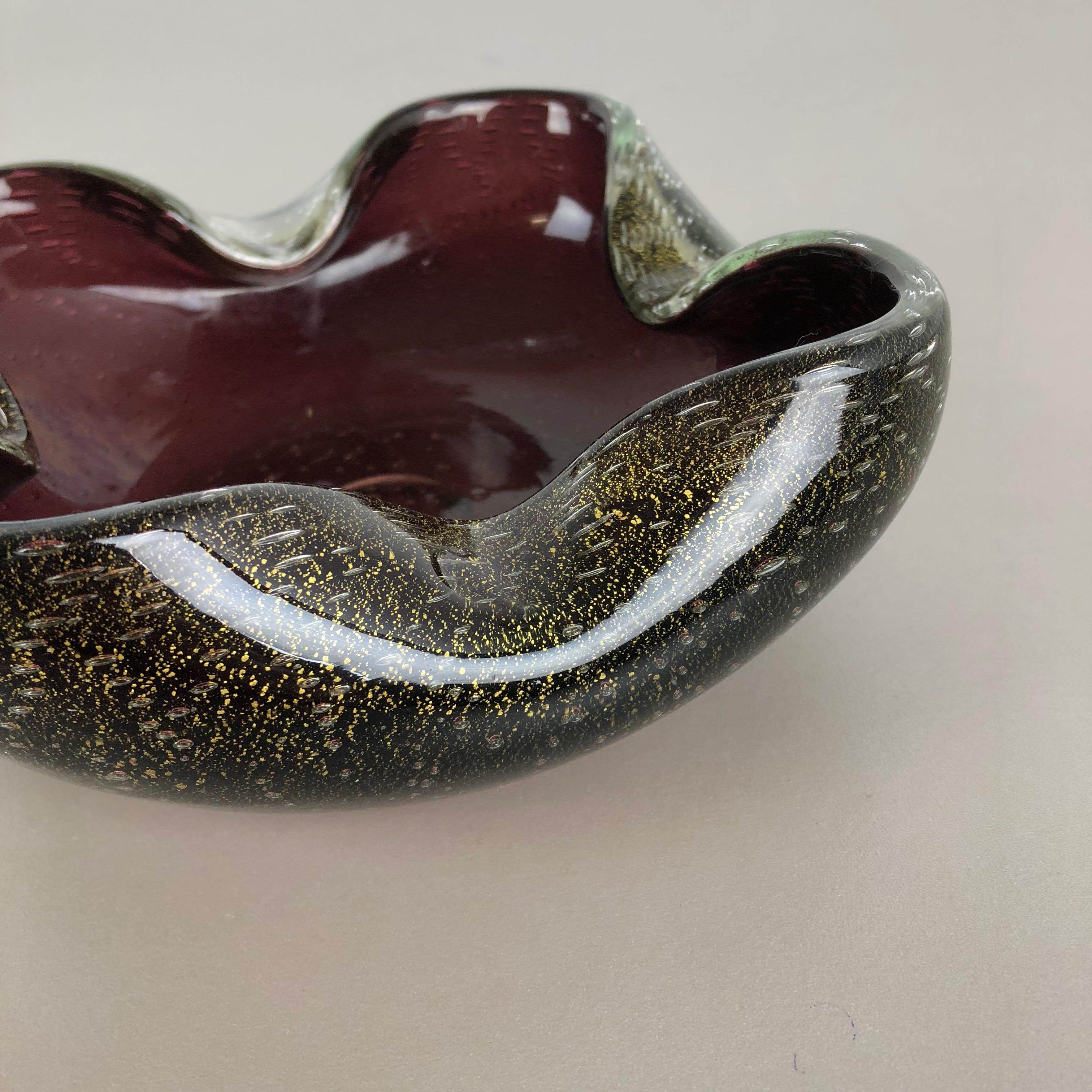 Grande posacenere a conchiglia con elemento a ciotola in vetro di Murano 