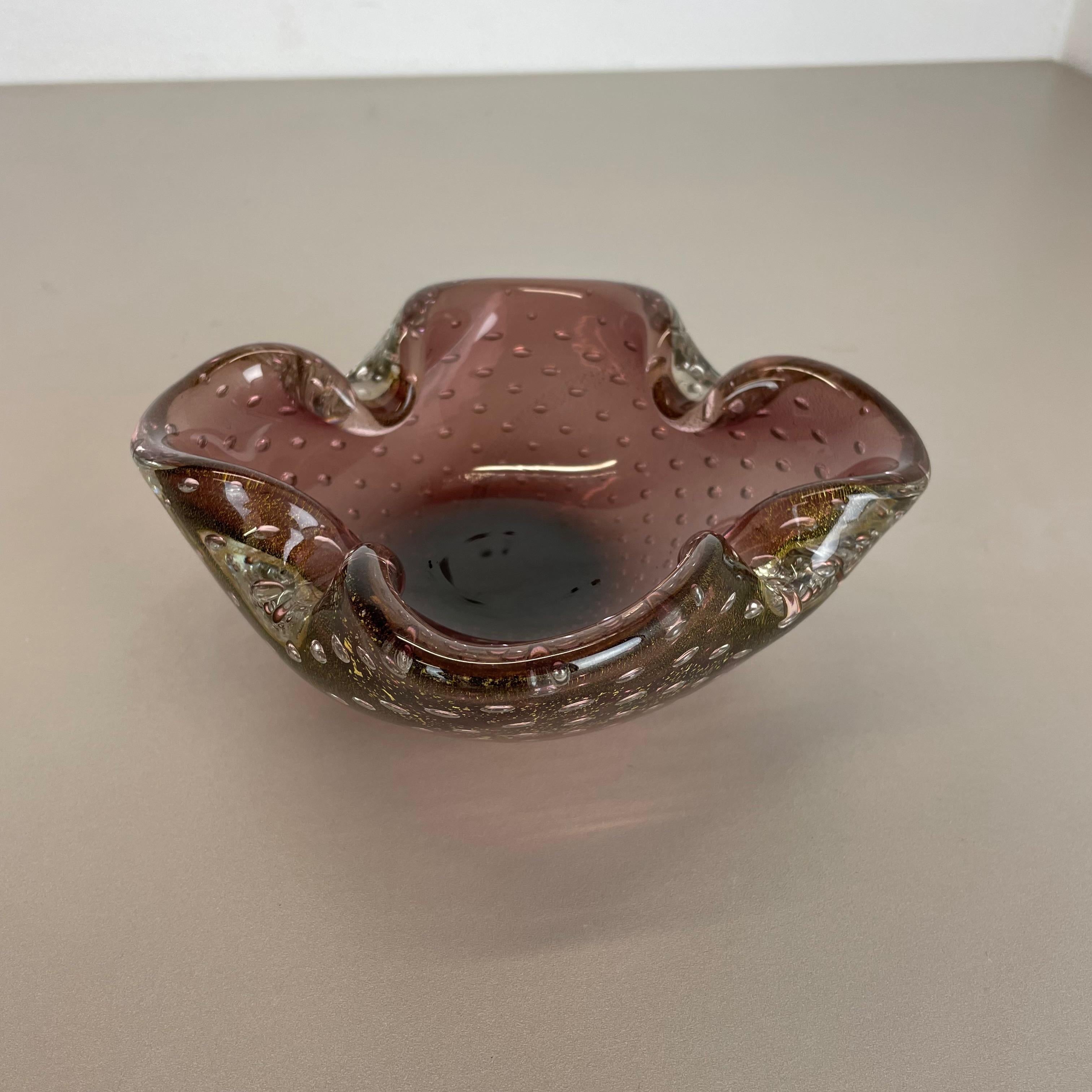 Article:

Murano glass bowl, ashtray element


Origin:

Murano, Italy


Decade:

1970s



This original vintage glass bowl element, ash tray was produced in the 1970s in Murano, Italy. It is made in high quality Murano technique and