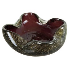 Vintage Large Murano Glass "Gold Dust" Bowl Element Shell Ashtray Murano, Italy, 1970s