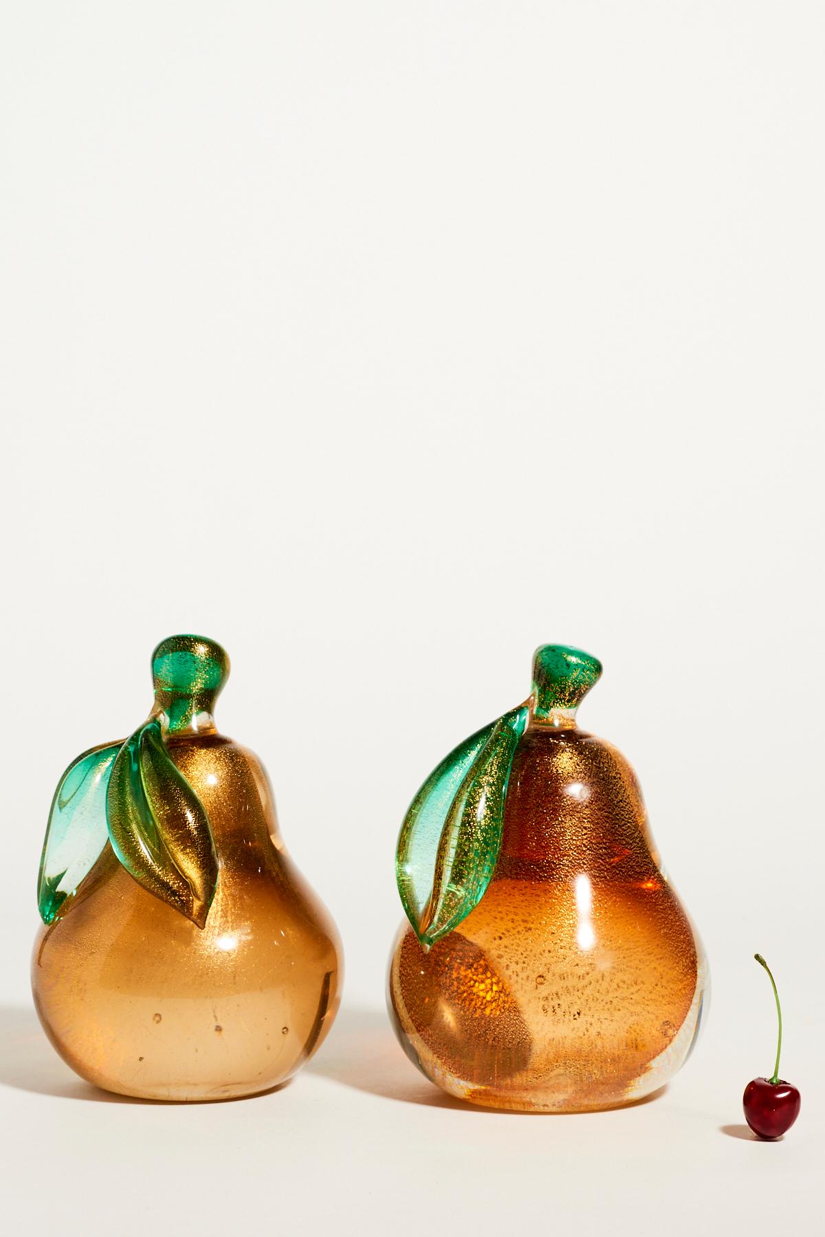 Large Murano Glass Gold Flecked Pear Bookends 4