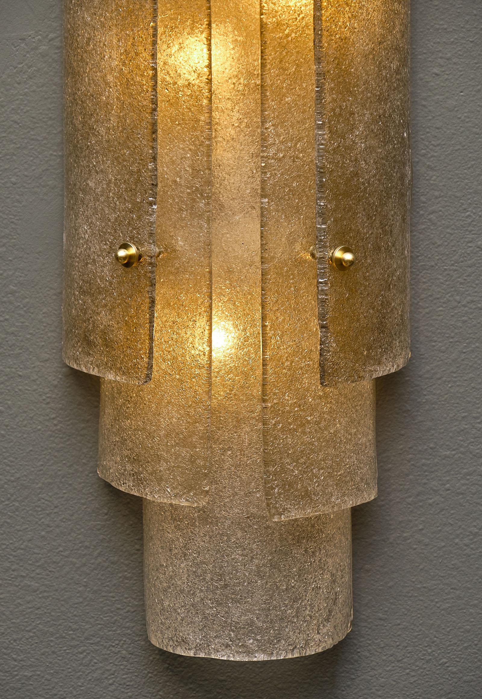 Large Murano Glass “Graniglia” Sconces In Excellent Condition In Austin, TX
