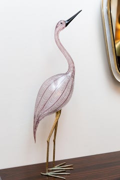 Large Murano Glass Heron, Prod. Vetri di Murano Italy, circa 1970