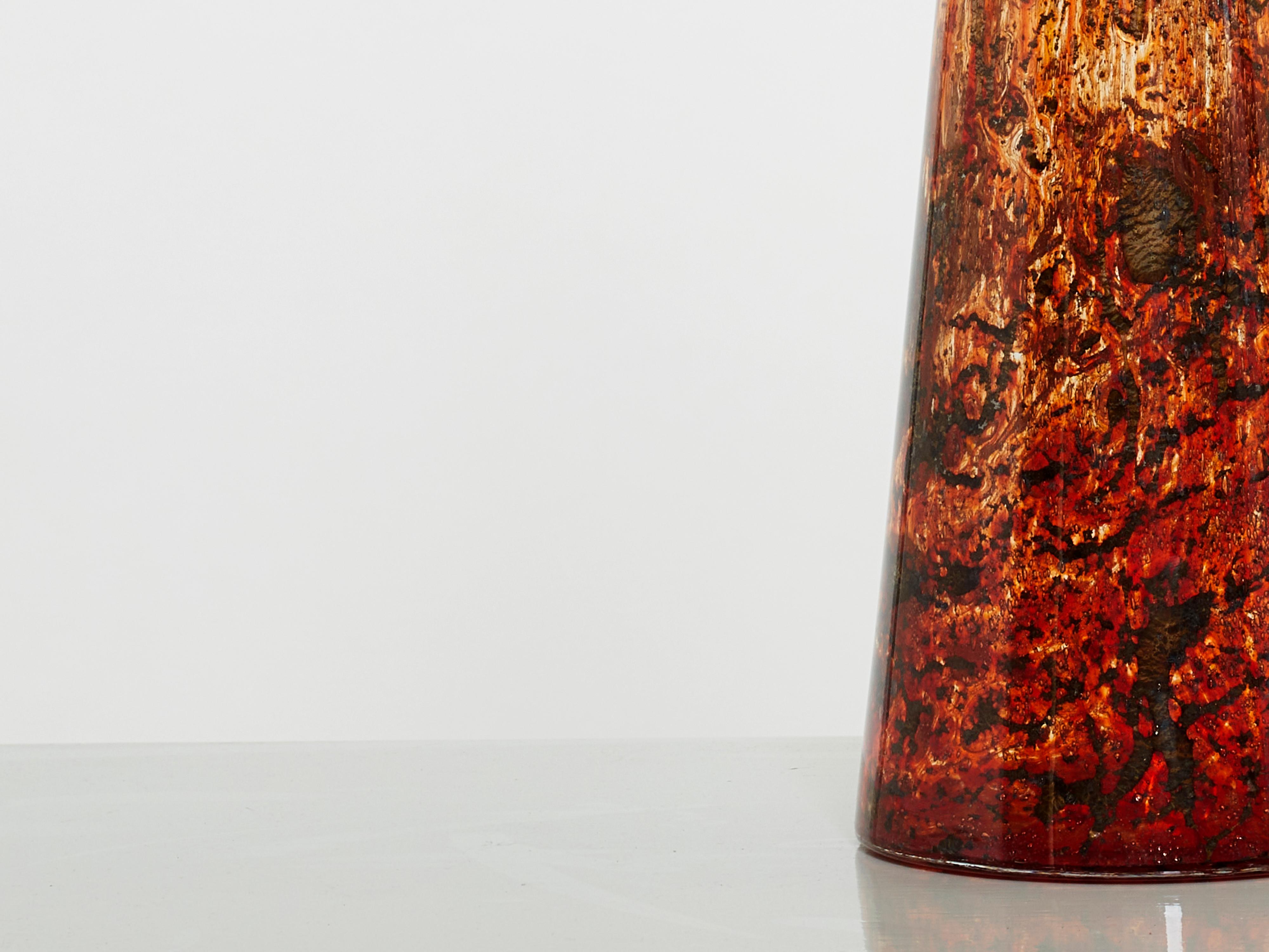 Italian Large Murano Glass Inclusion Vase, 1970 For Sale