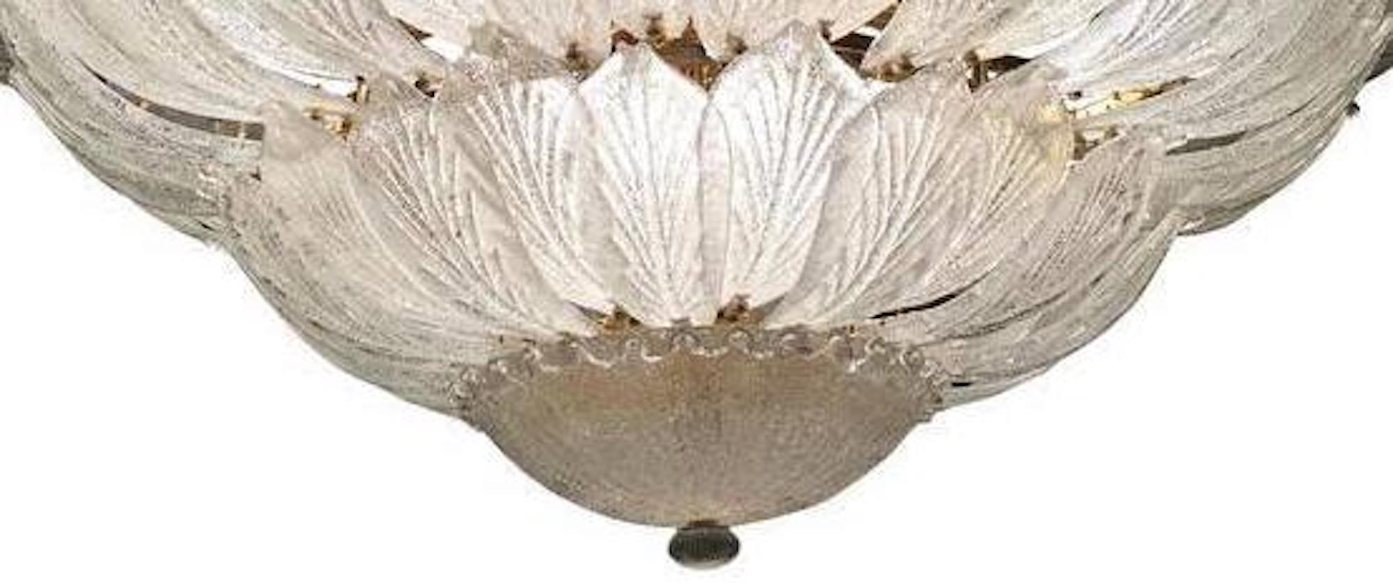 Large Murano Glass Leave Chandelier, 1990s For Sale 5
