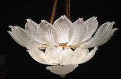 Large Murano Glass Leave Chandelier, 1990s