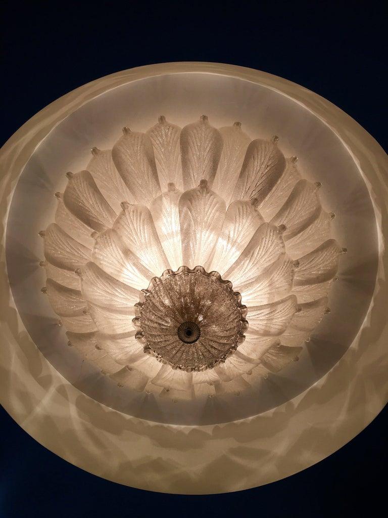 Italian Large Murano Glass Leave Chandelier, 1990s For Sale