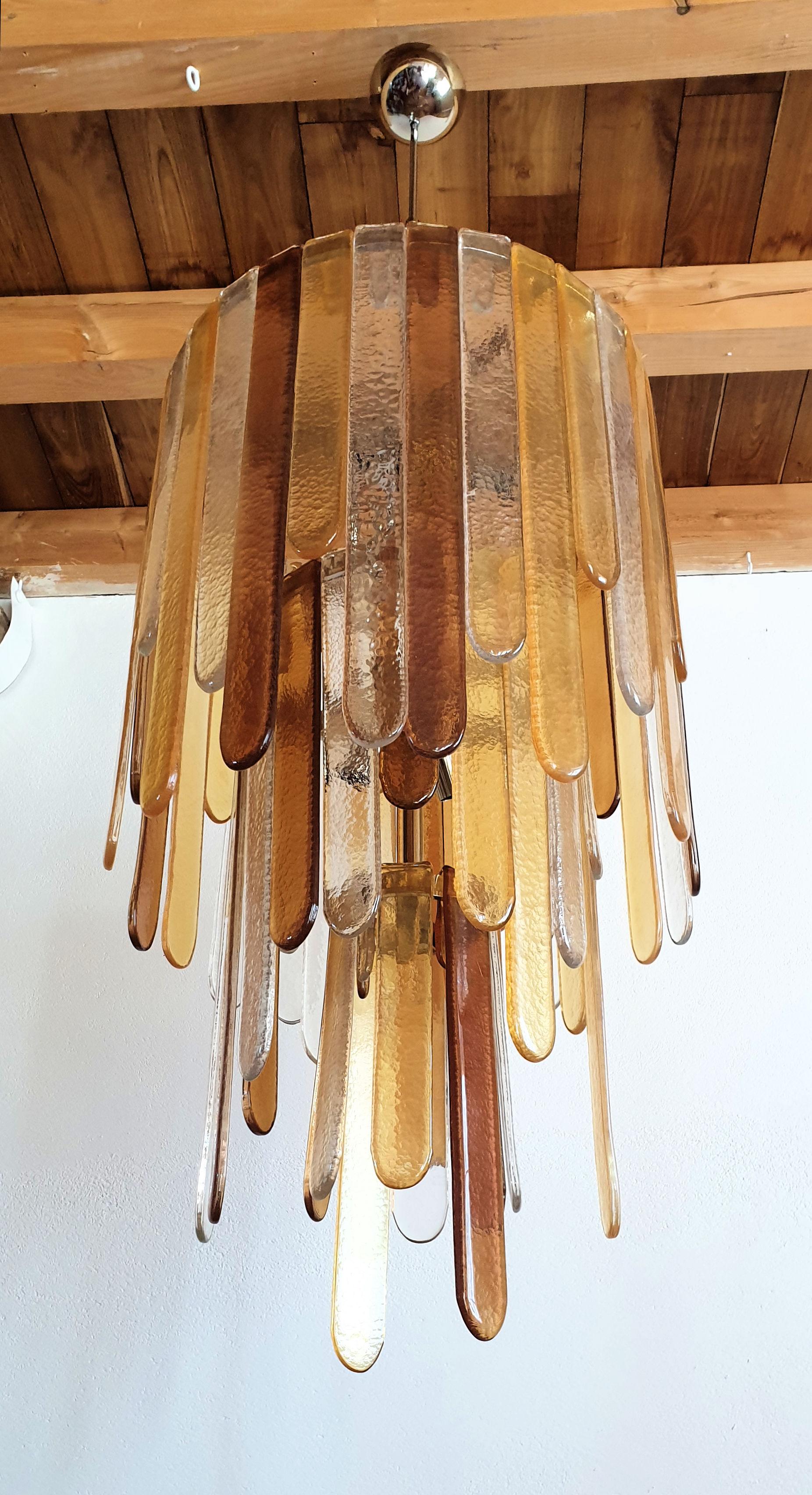 Large Murano Glass Mid-Century Modern Dramatic Chandelier, by Mazzega 6