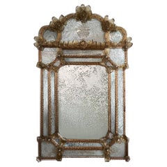 Antique Large Murano Glass Mirror, Italian 1900s