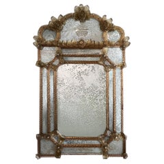 Large Murano Glass Mirror, Italian 1900s