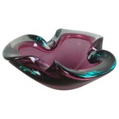 Vintage Large Murano Glass "Multi-Color" Bowl Element Shell Ashtray Murano, Italy, 1970s