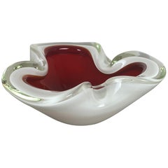 Vintage Large Murano Glass "Multi-Color" Bowl Element Shell Ashtray Murano, Italy, 1970s