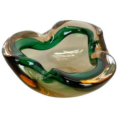 Large Murano Glass "Multi-Color" Bowl Element Shell Ashtray Murano, Italy, 1970s