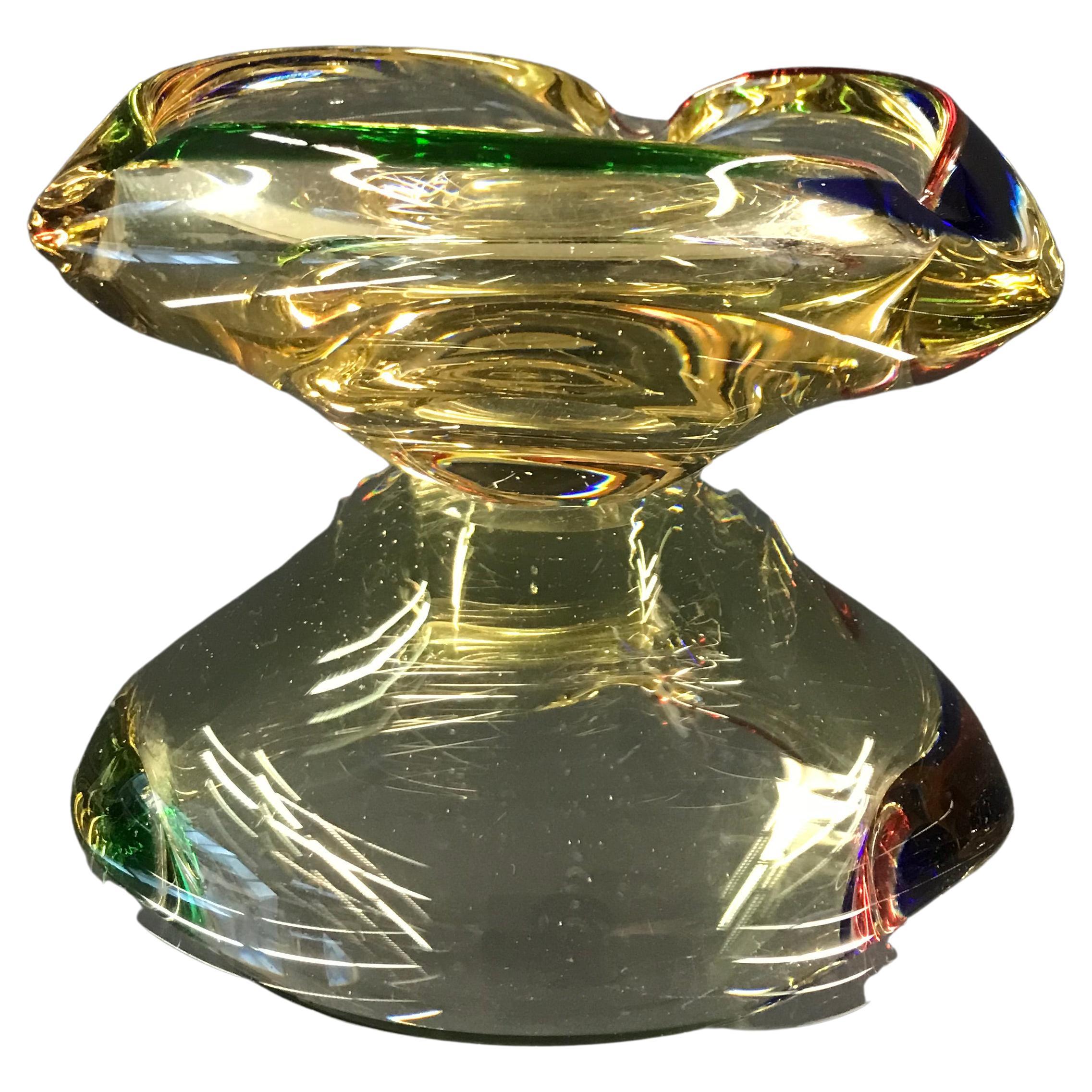 Large Murano Glass "Multi-Color" Bowl Element Shell Ashtray Murano, Italy, 1970s For Sale