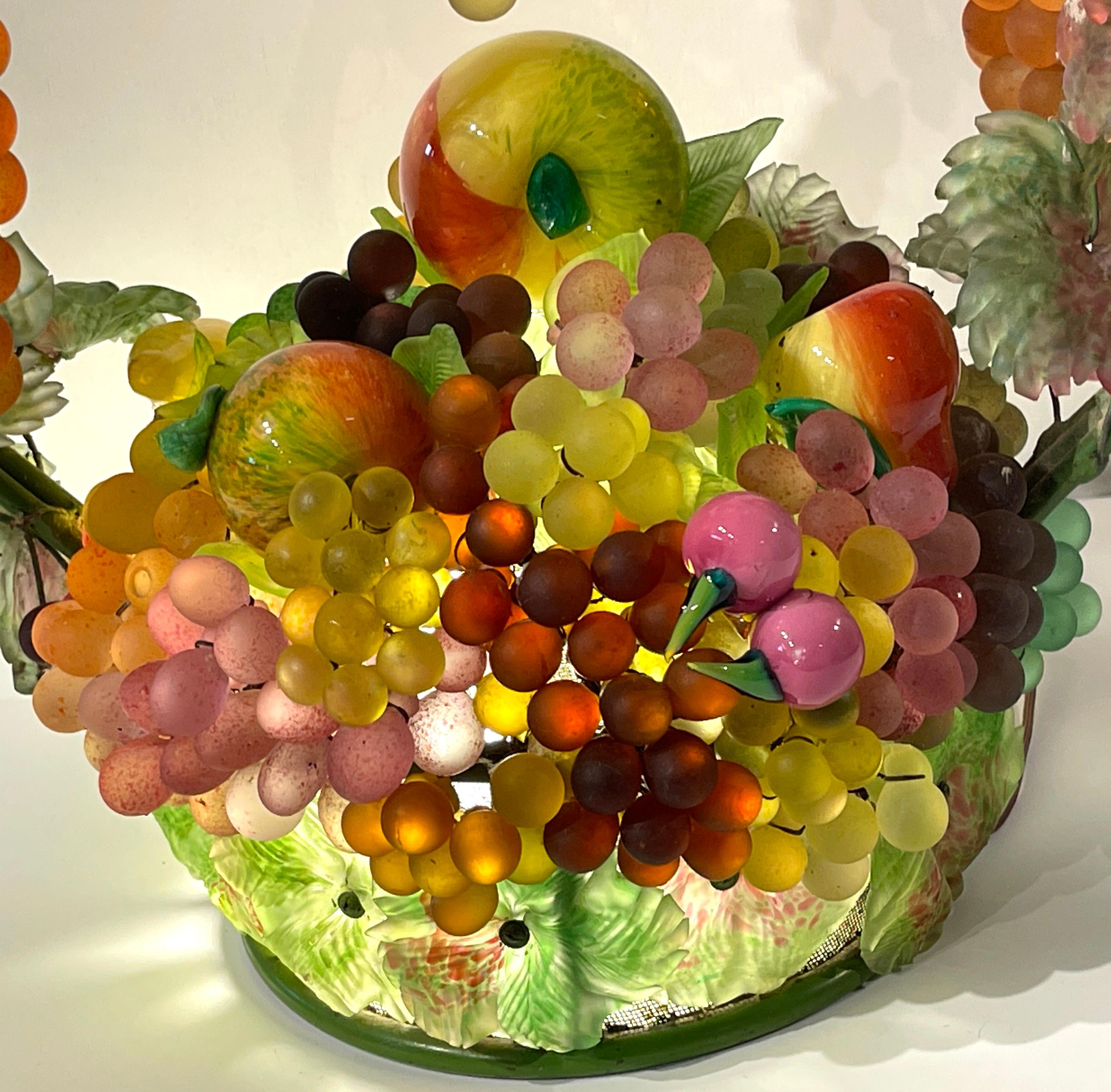 Large Murano Glass Multi-Colored Basket of Fruit Table Lamp 5
