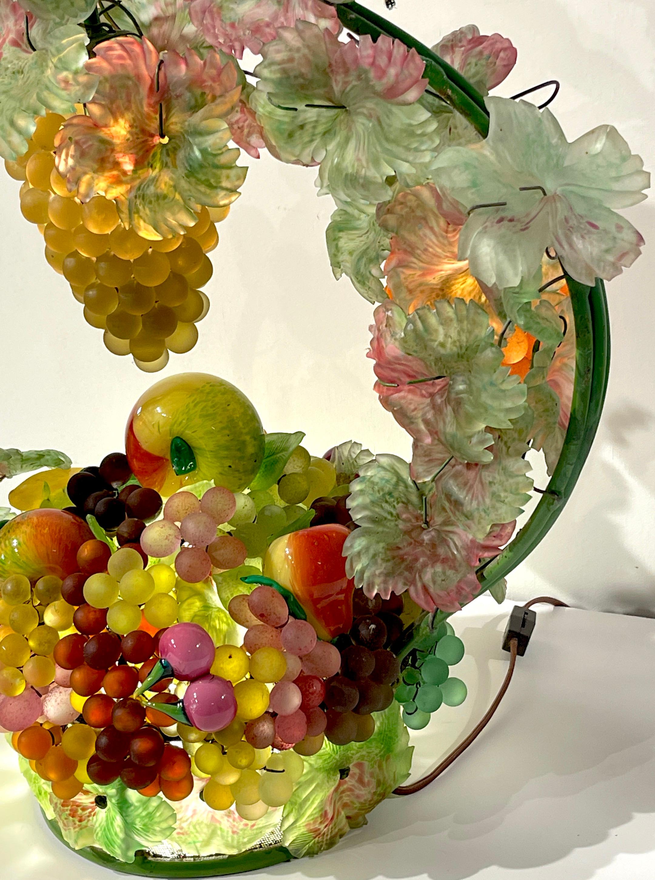 Large Murano Glass Multi-Colored Basket of Fruit Table Lamp 8