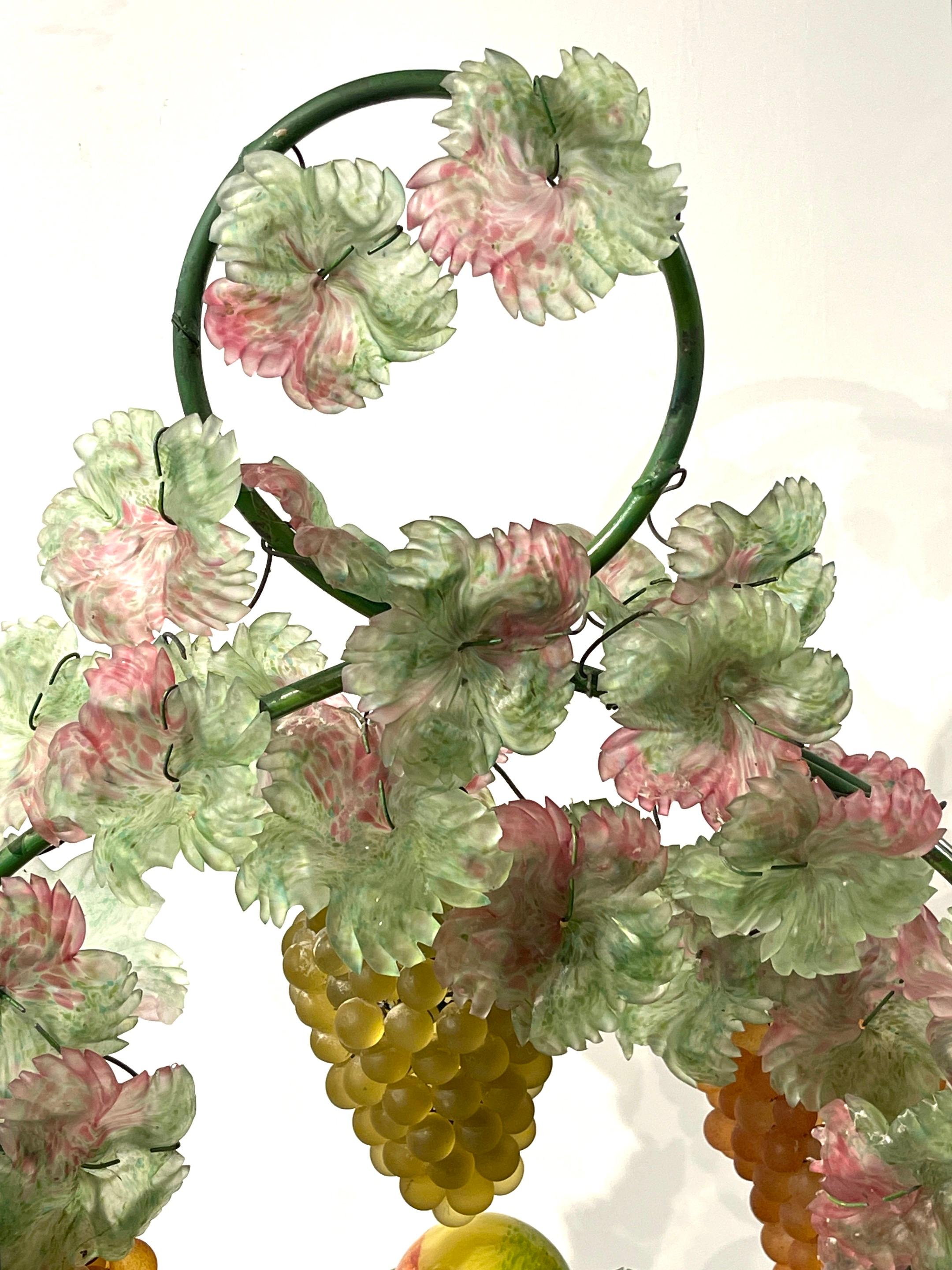 Italian Large Murano Glass Multi-Colored Basket of Fruit Table Lamp