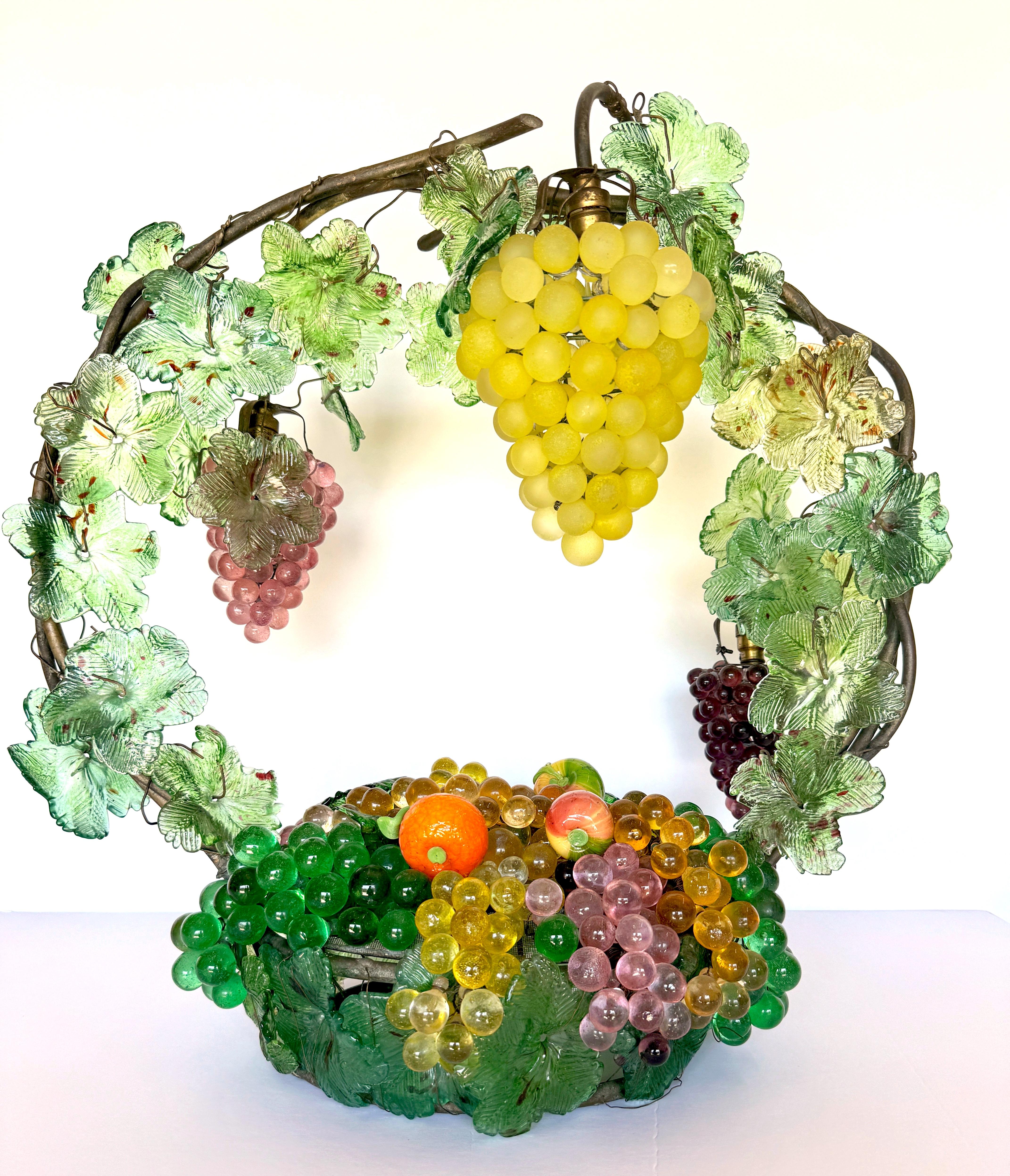 Large Murano Glass Multi-Colored Basket of Fruit Table Lamp 2