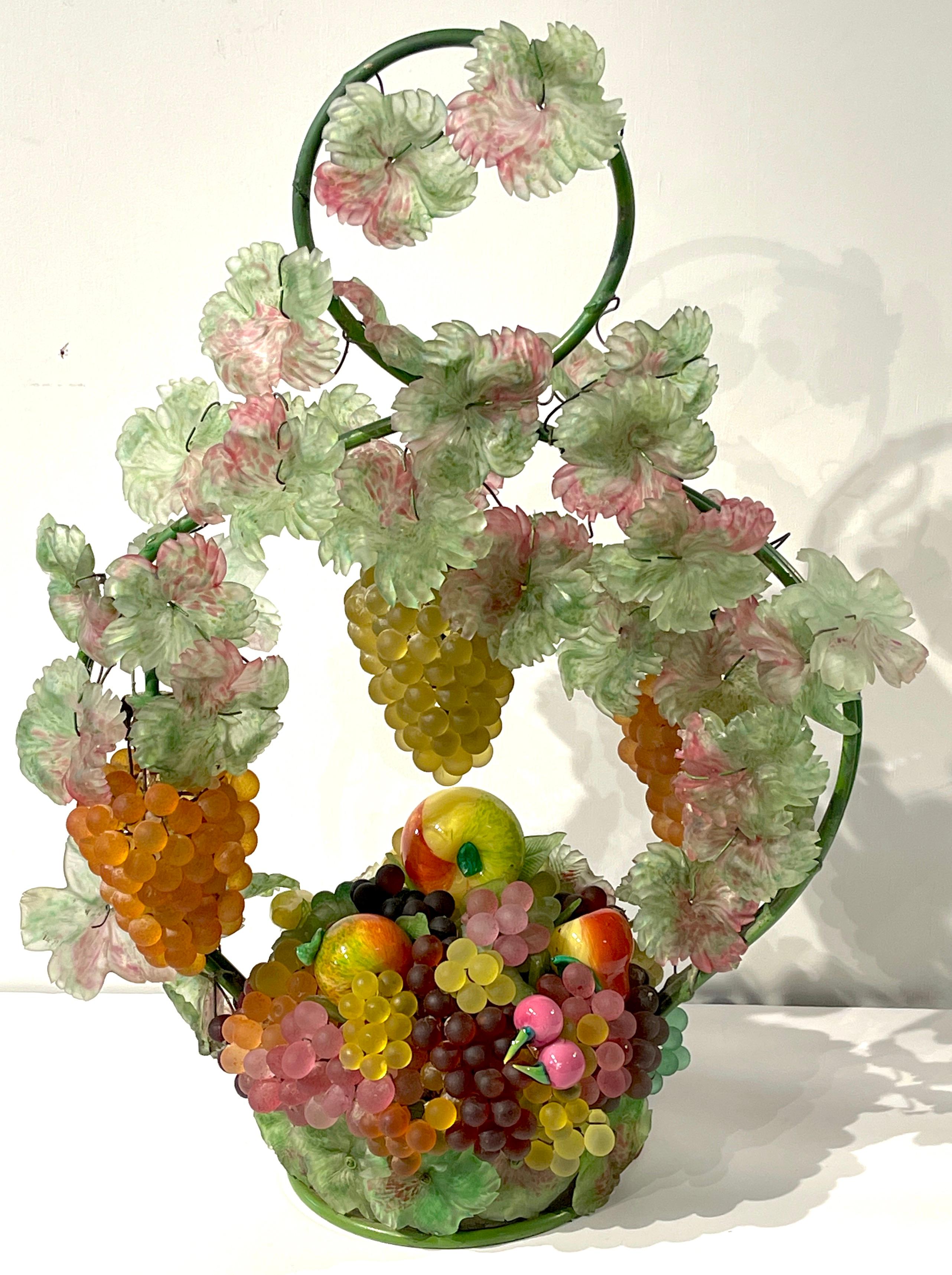 Large Murano Glass Multi-Colored Basket of Fruit Table Lamp 3