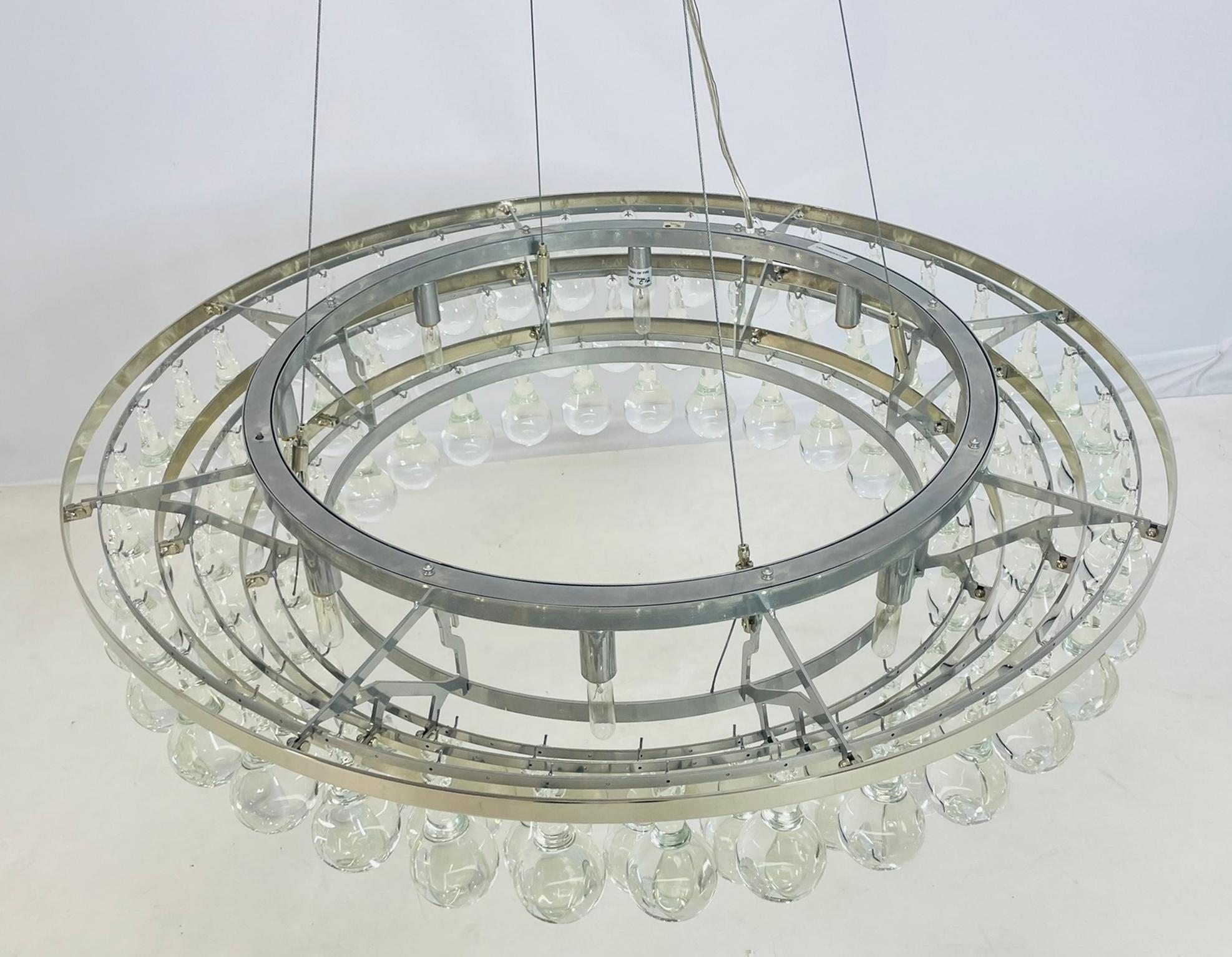 Gran araña de cristal de Murano y marco de níquel Italiano en venta