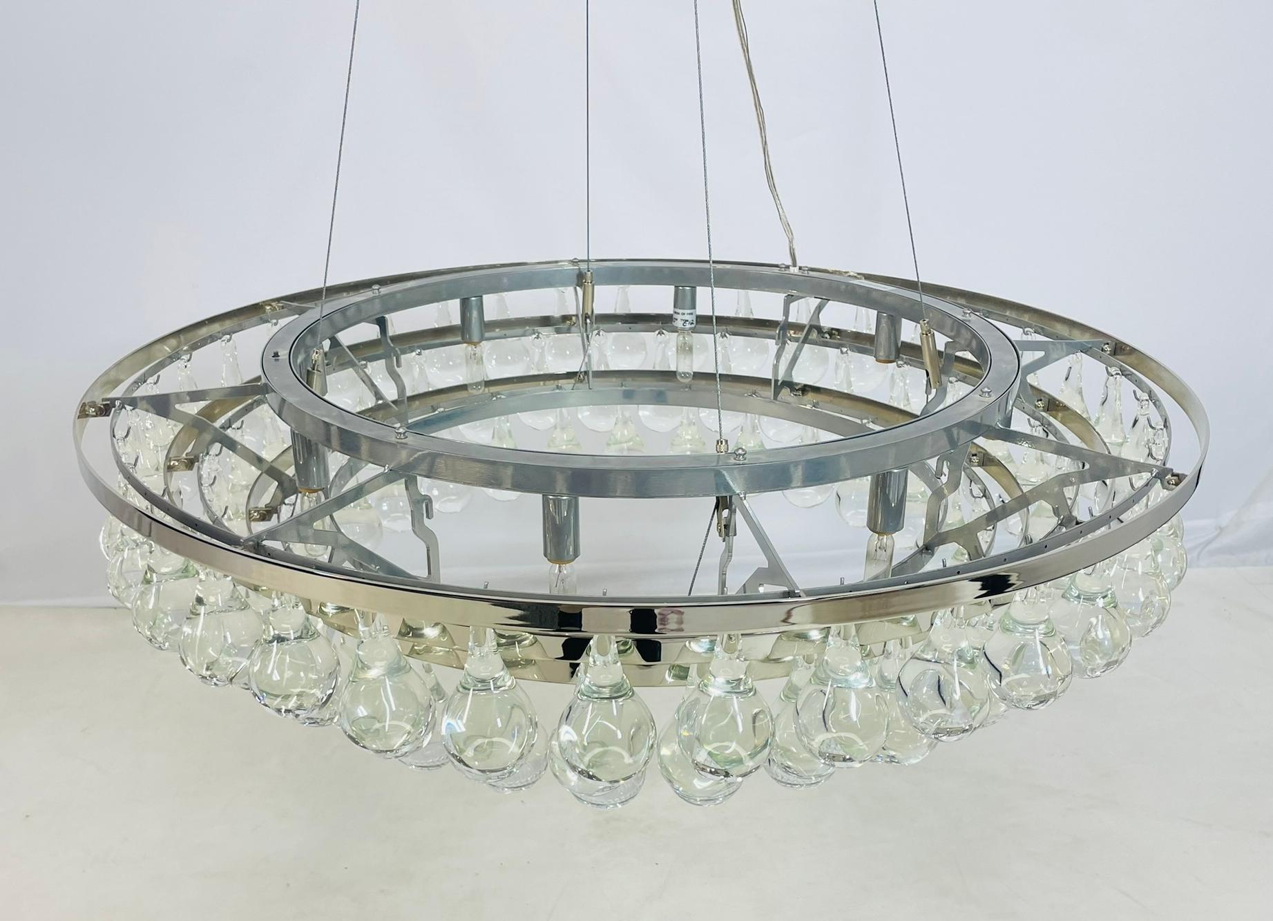 Gran araña de cristal de Murano y marco de níquel Hecho a mano en venta