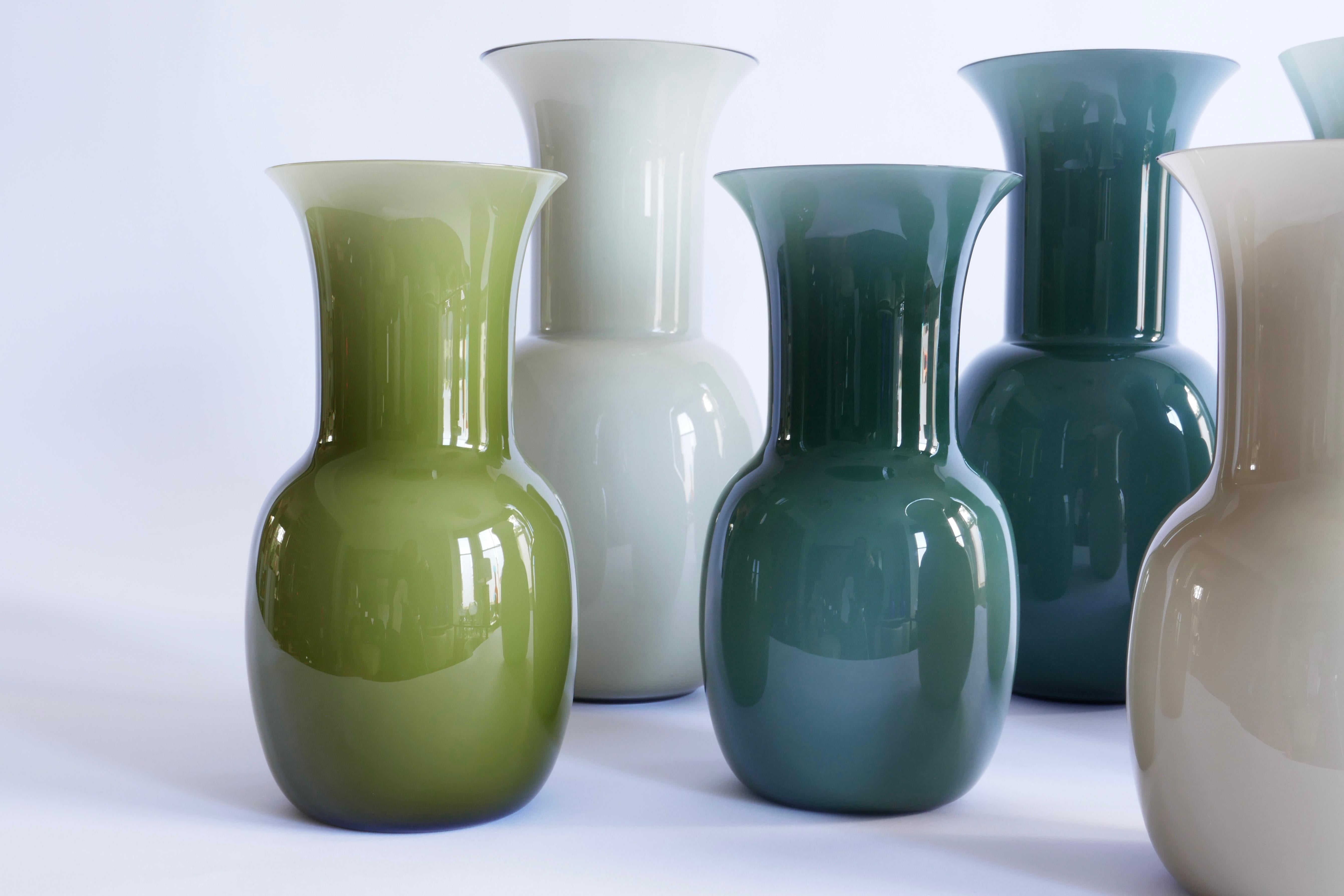 Mid-Century Modern Large Murano Glass Olive Green by Aureliano Toso, 2000, Italy