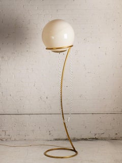 Large Murano Glass Orb Floor Lamp on Gold Tone Stand