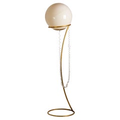 Large Murano Glass Orb Floor Lamp on Gold Tone Stand