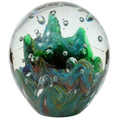 Vintage Large Murano Glass Paperweight with Internal Bubbles and Swirls