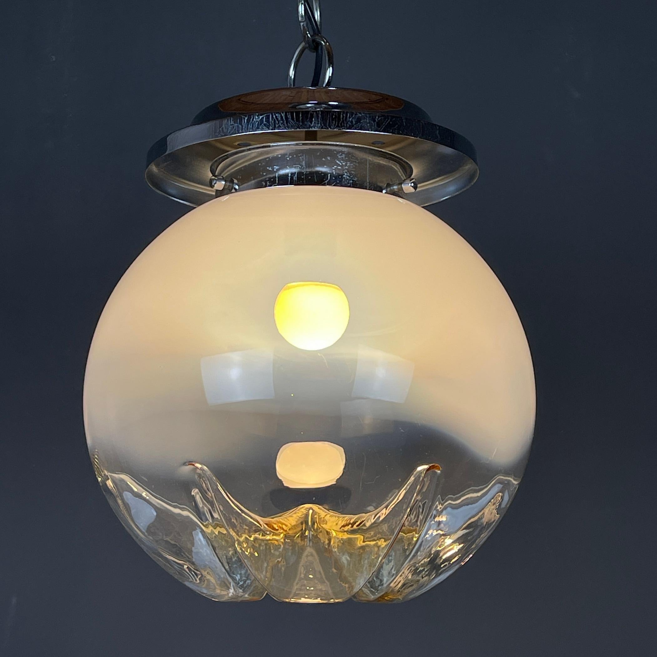 Italian Large murano glass pendant lamp by Mazzega Italy 1960s  For Sale